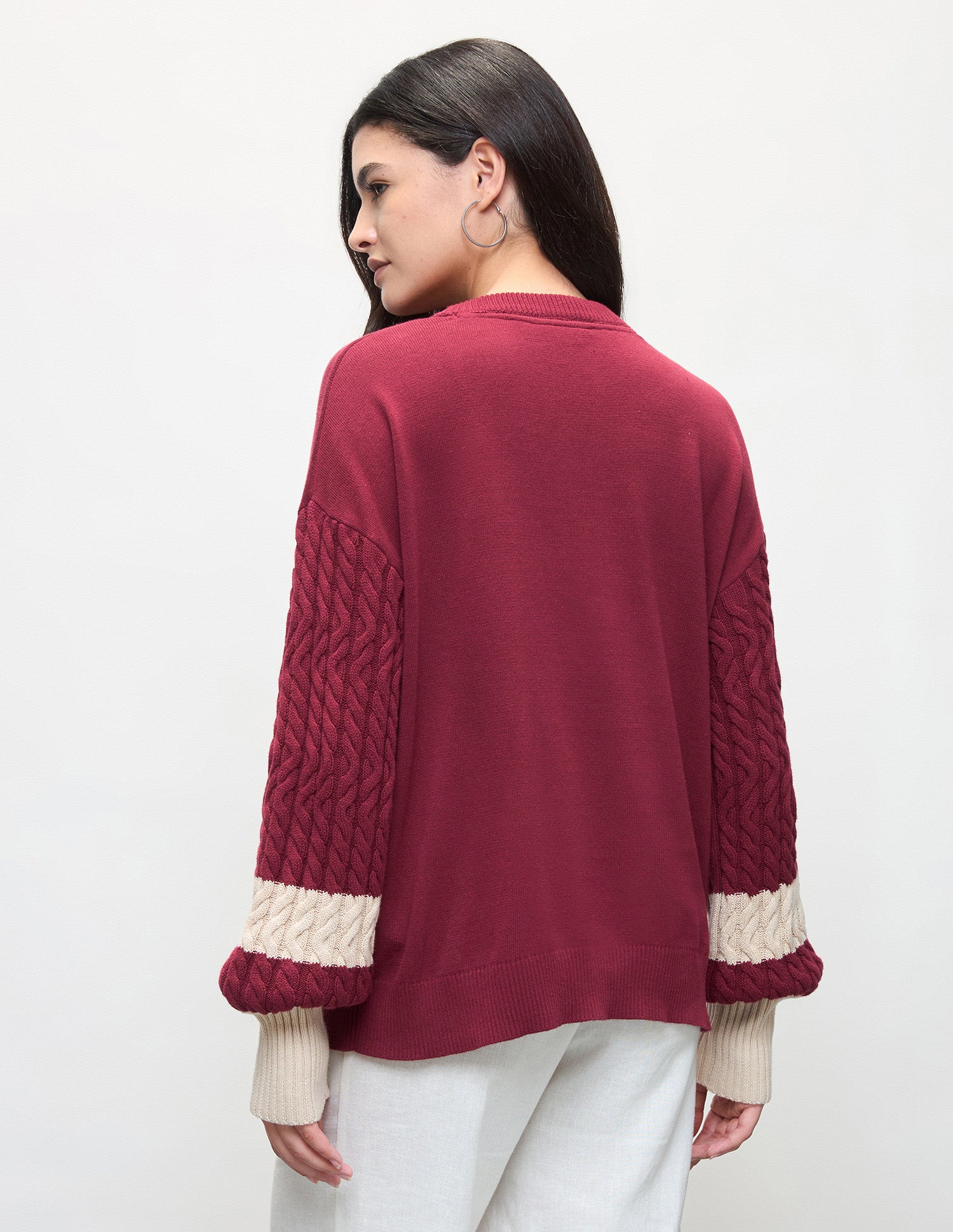 Brand Embroidered Regular Fit Sweater Dark Red - U.S. Polo Assn. India | Large
