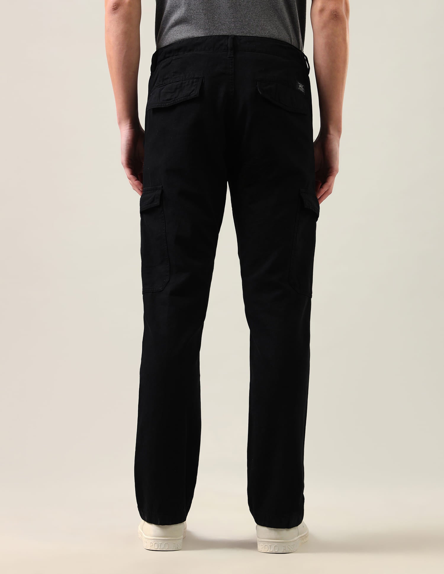 Harold Slim Straight Fit Mid Rise Cargos Black - U.S. Polo Assn. India | Large
