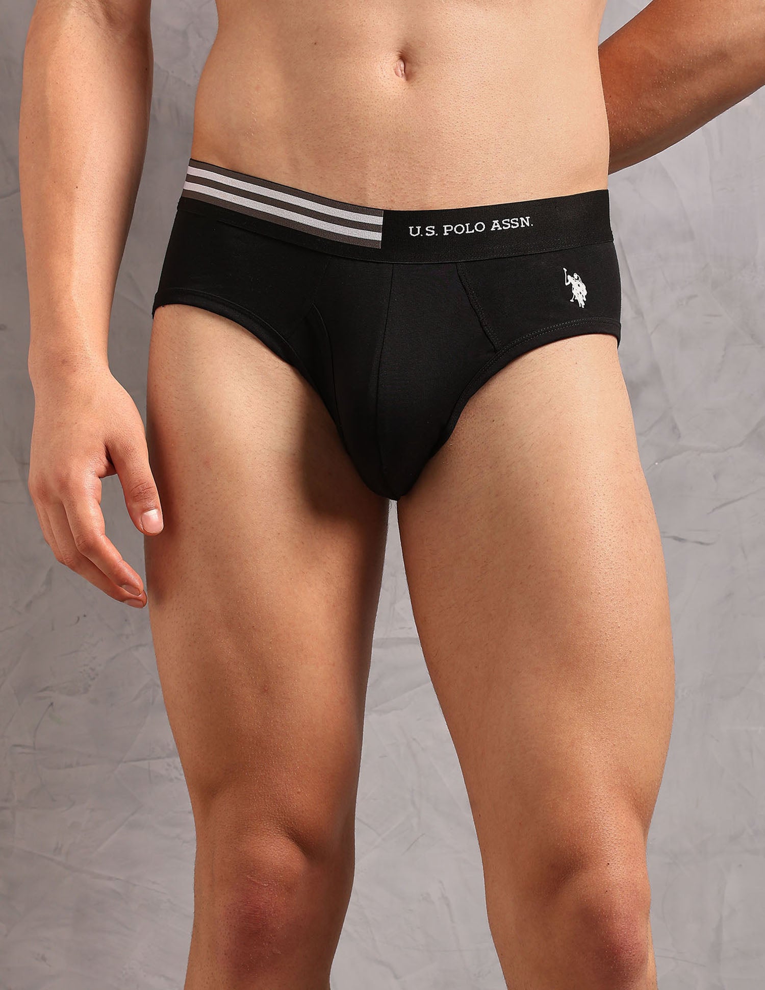 Striped Waistband OEB19 Briefs - Pack Of 2 Dark Olive and Uspa Black - U.S. Polo Assn. India | Large