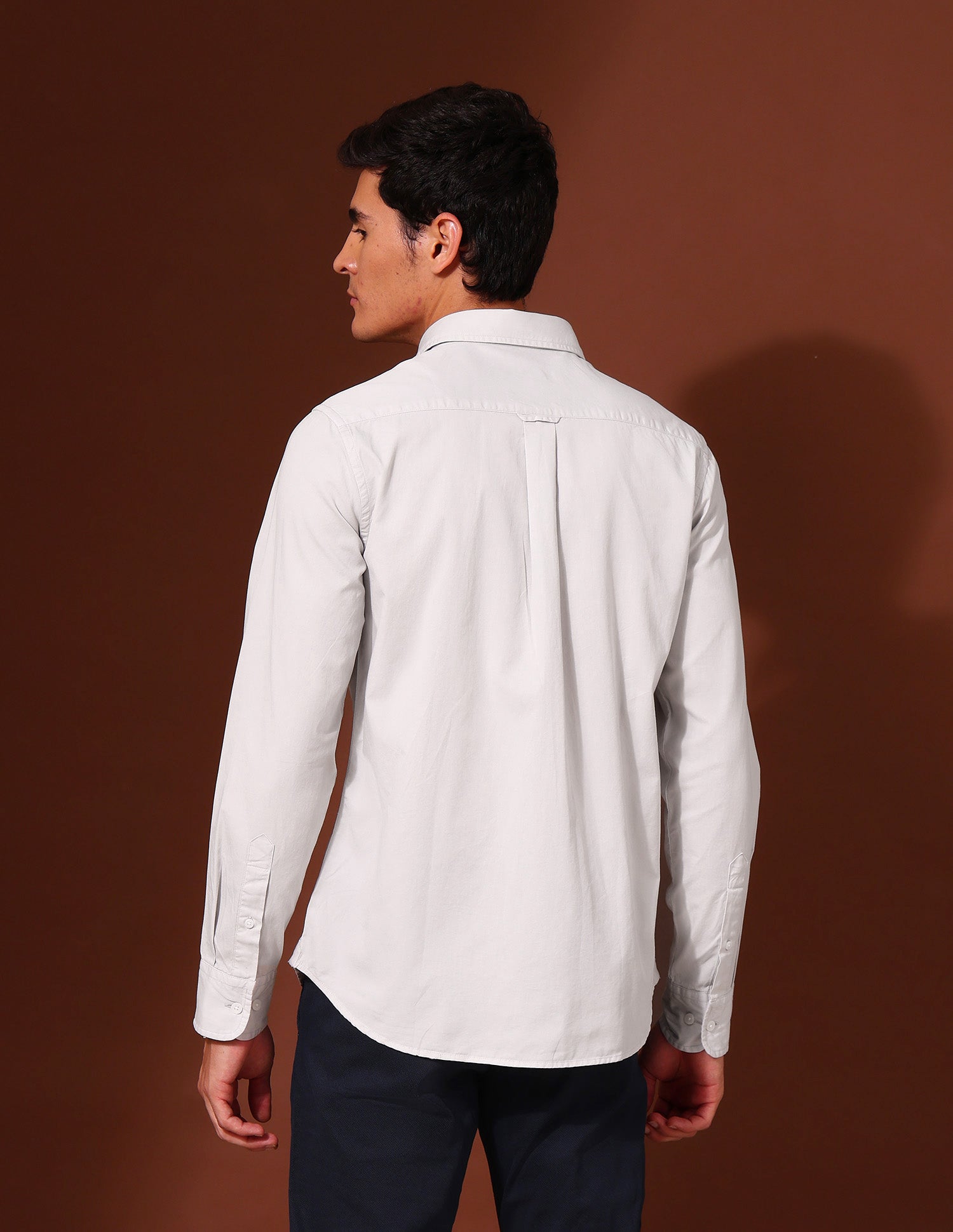 Pure Cotton Tailored Fit Twill Shirt Grey - U.S. Polo Assn. India | Large