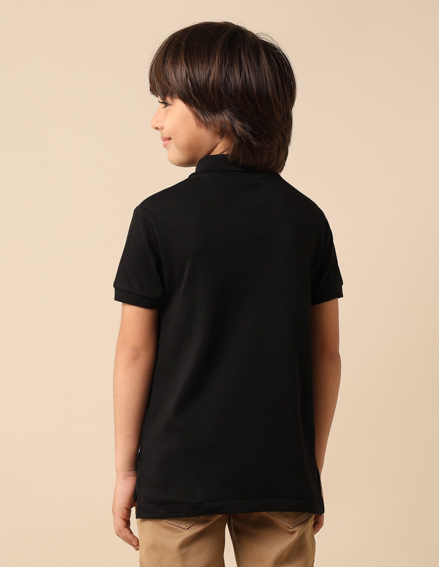 Boys Brand Embroidered Pure Cotton Polo Shirt Black - U.S. POLO ASSN. | Large