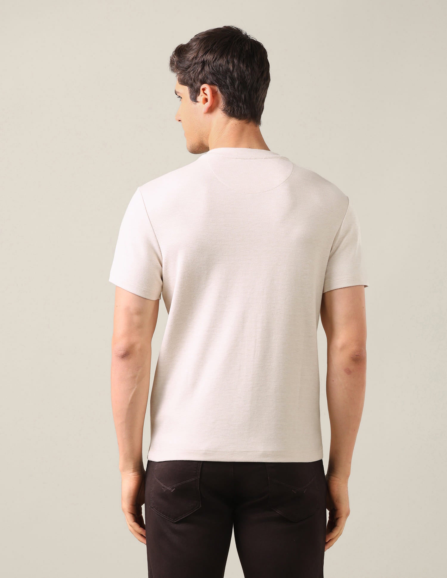 Solid Slim Fit T-Shirt Beige - U.S. Polo Assn. India | Large