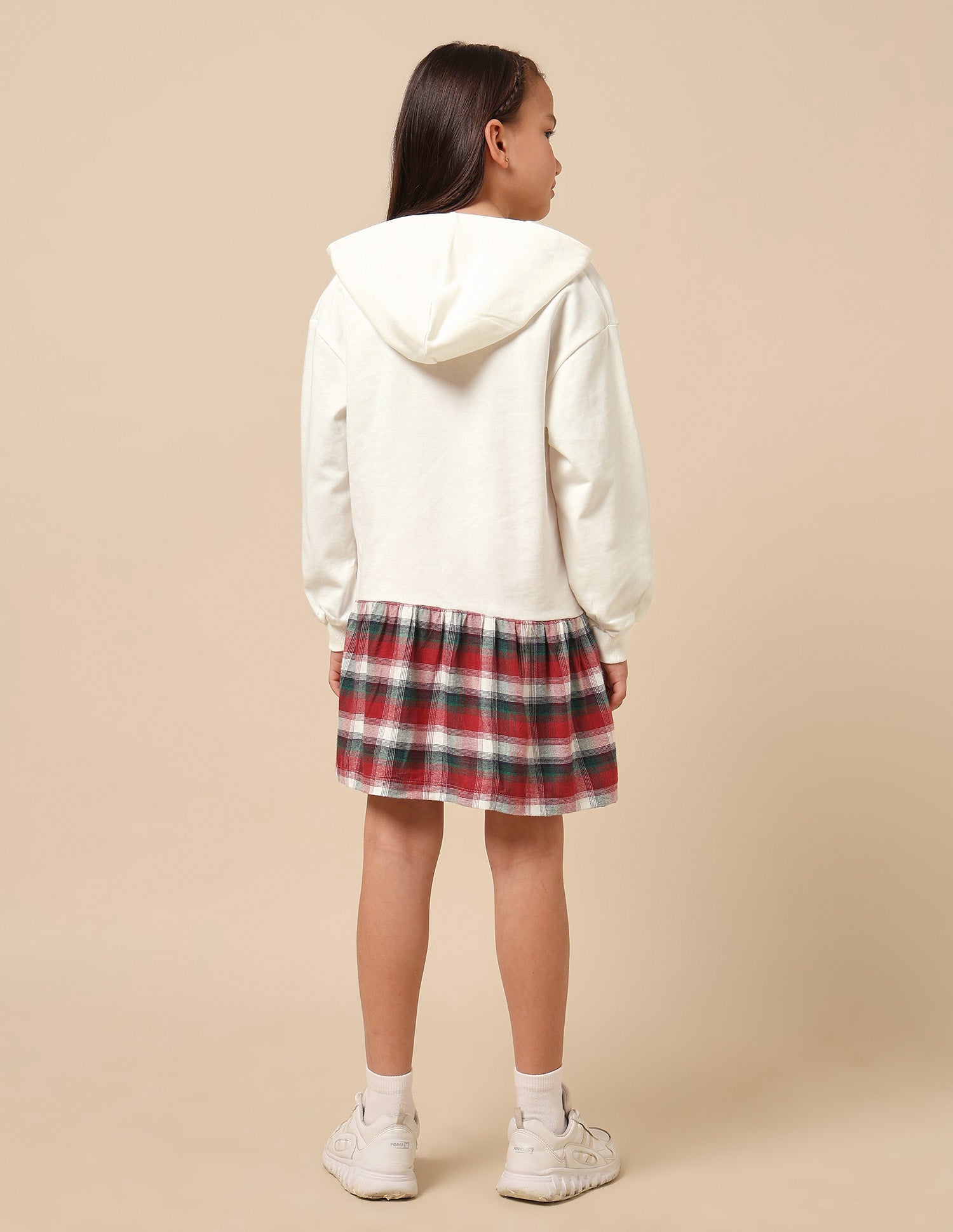 Girls Checked Sweat Dress Off White - U.S. POLO ASSN. | Large