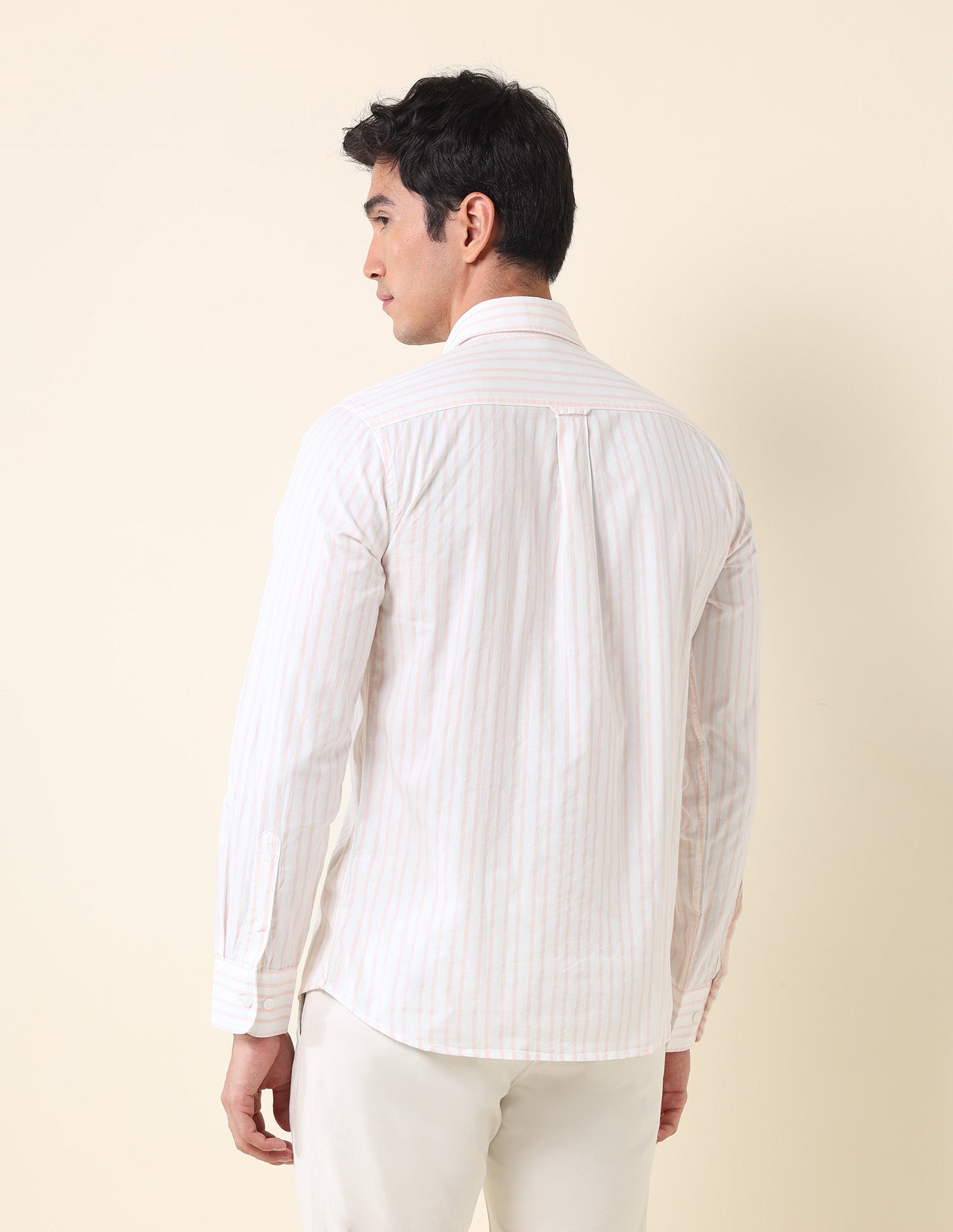 Tailored Fit Vertical Striped Shirt Peach - U.S. Polo Assn. India | Large