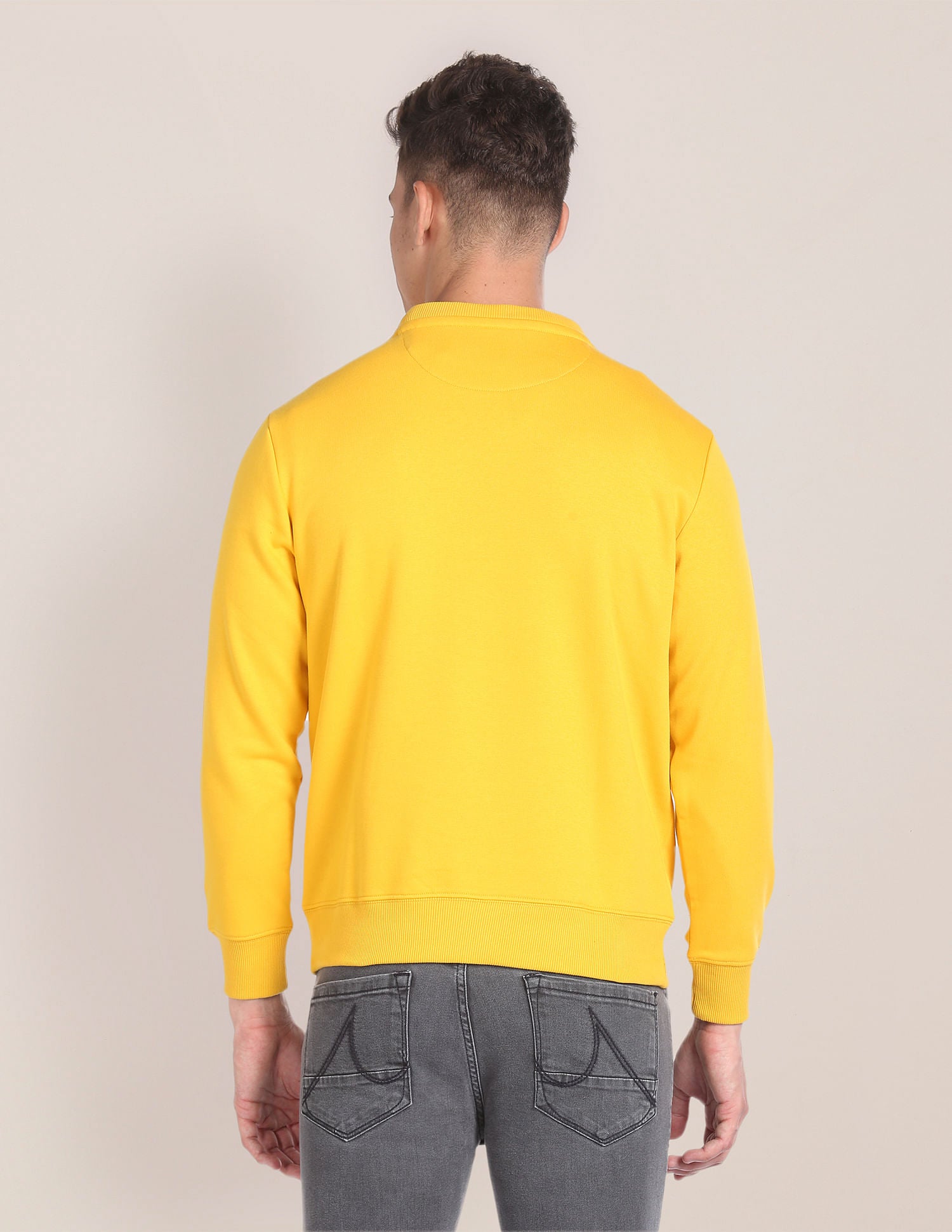 Crew Neck Brand Print Sweatshirt Yellow - U.S. POLO ASSN. | Large