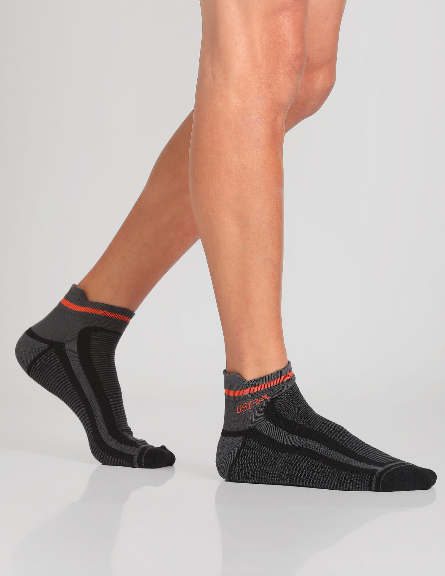 Ankle Length Striped ES006 Socks - Pack Of 3 Navy, Black and White - U.S. POLO ASSN. | Large