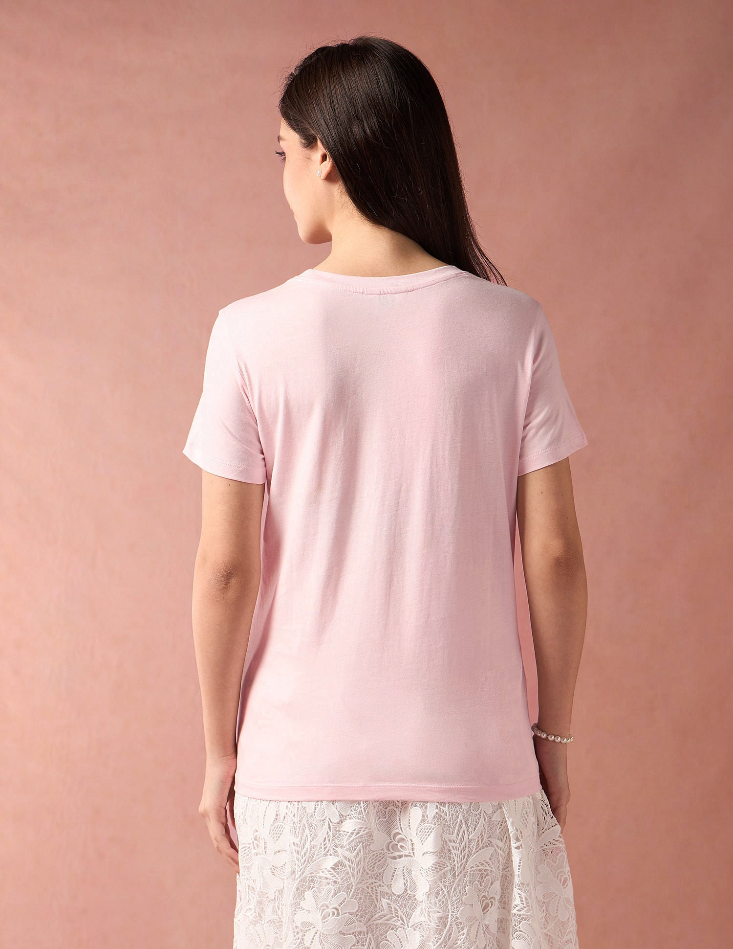 Rainbow Sticker Print Cotton T-Shirt Light Pink - U.S. POLO ASSN. | Large