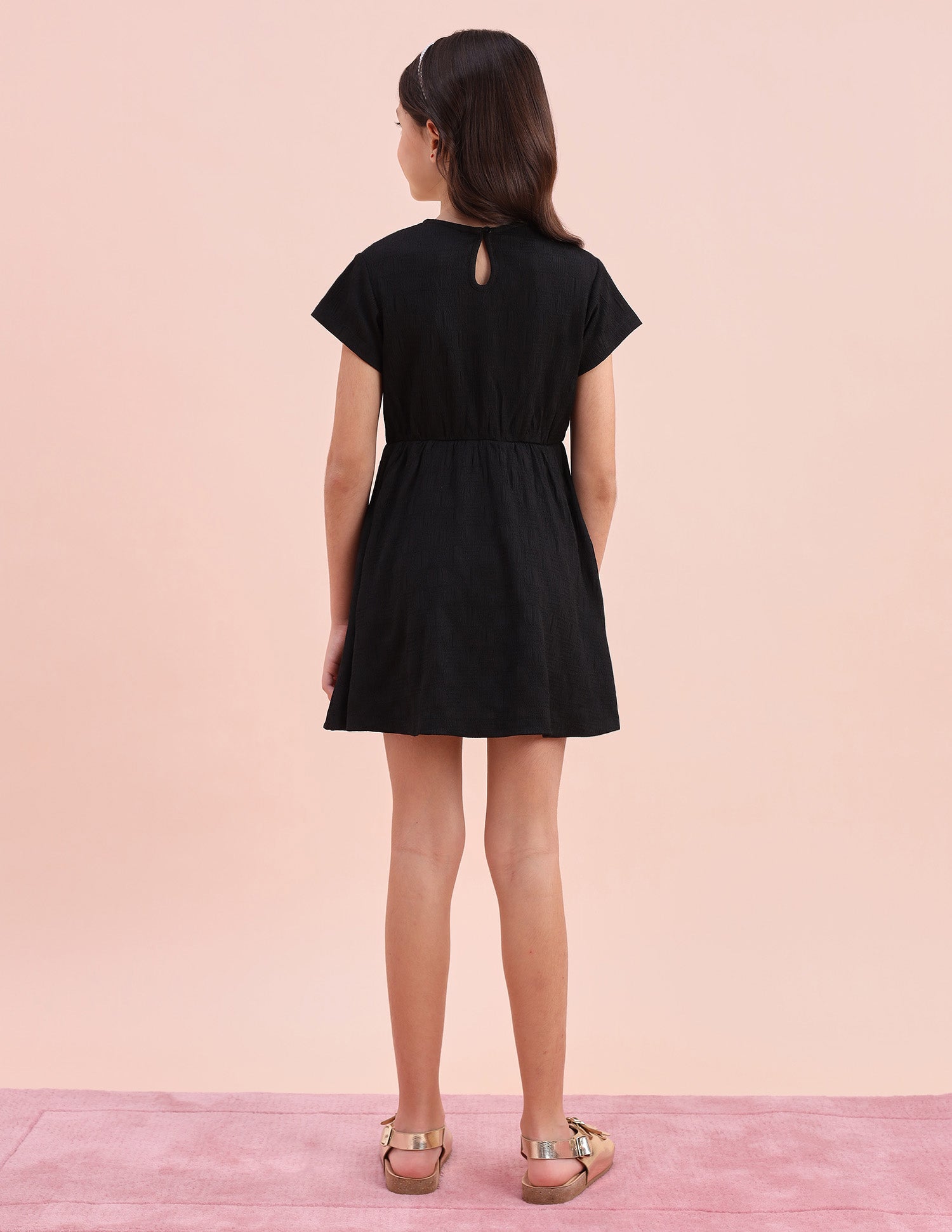 Girls Textured A-Line Dress Black - U.S. POLO ASSN. | Large