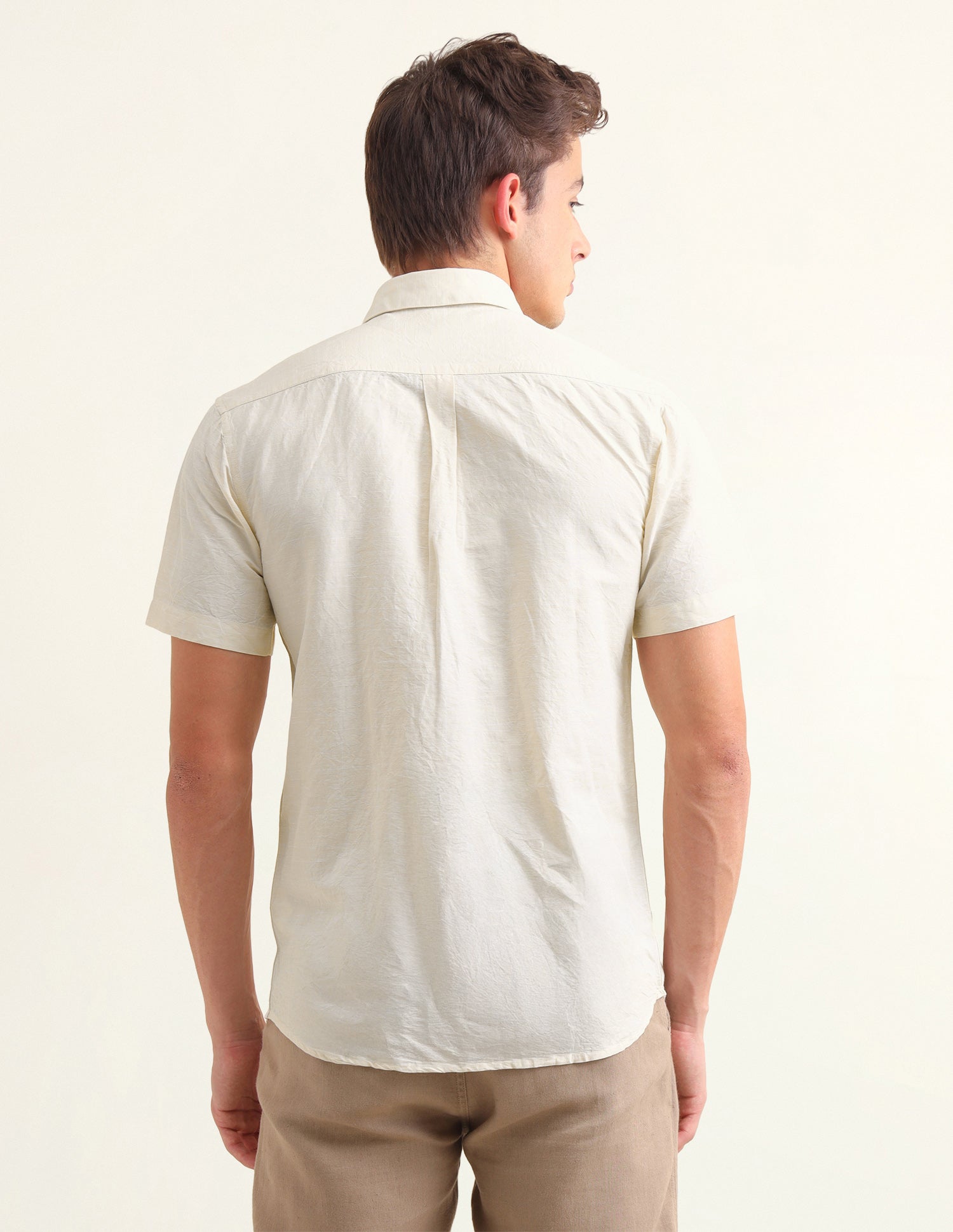 Solid Regular Fit Shirt Beige - U.S. Polo Assn. India | Large