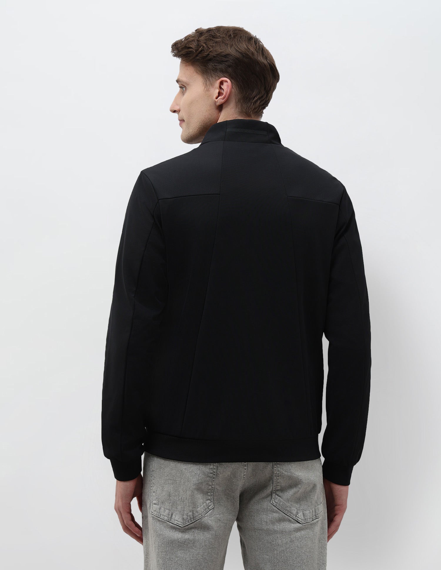 Mock Collar Solid Jacket Black - U.S. Polo Assn. India | Large