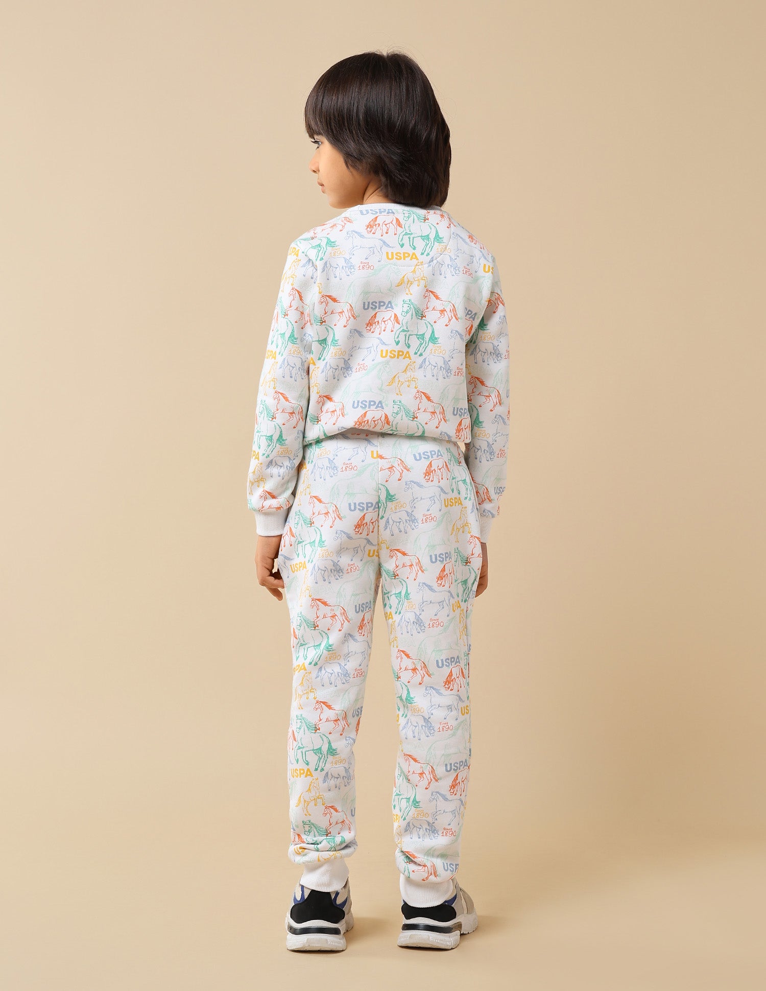 Boys Graphic Brand Printed Regular Fit Joggers White - U.S. POLO ASSN. | Large