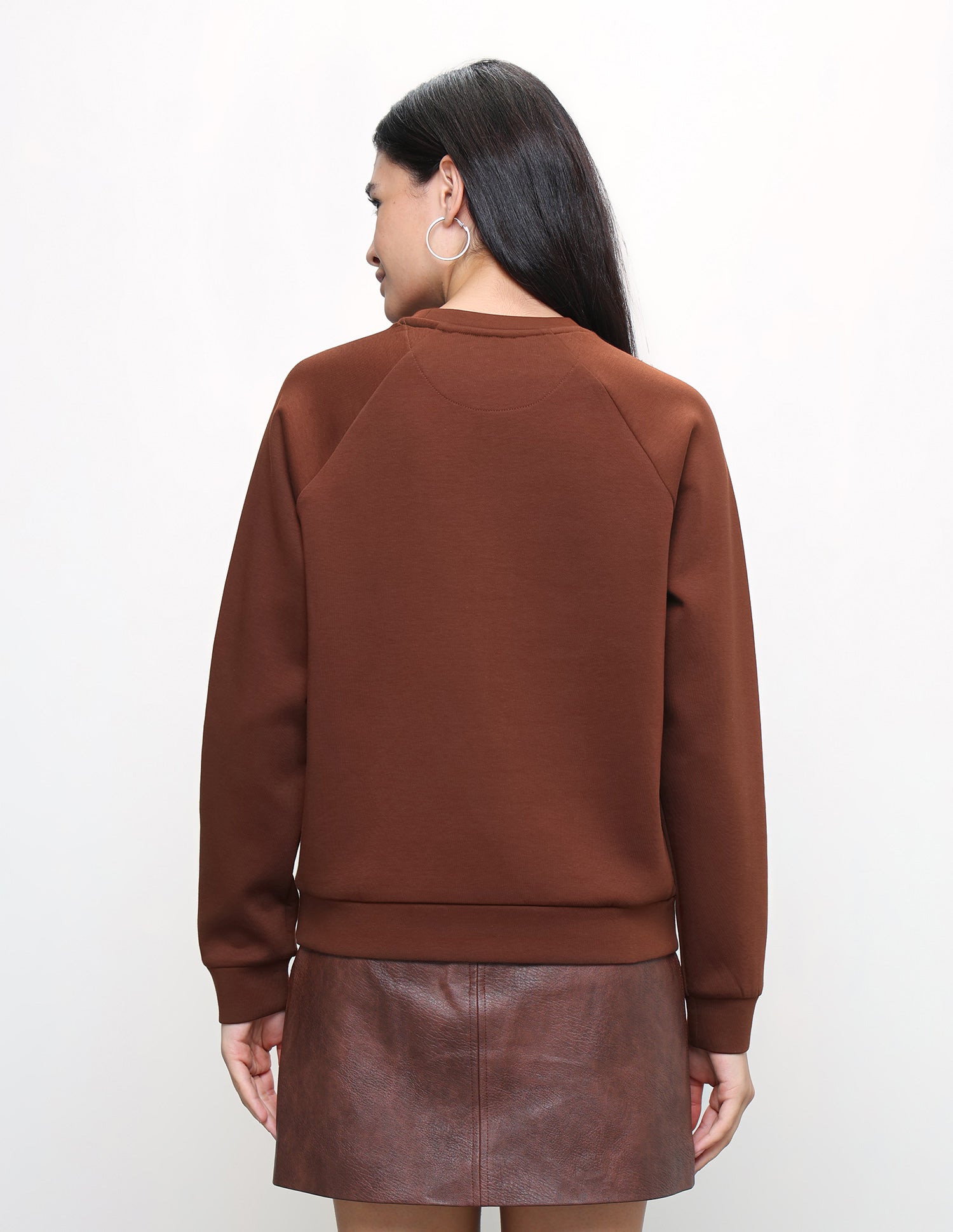 Brand Stud Embellished Oversized Fit Sweatshirt Brown - U.S. Polo Assn. India | Large