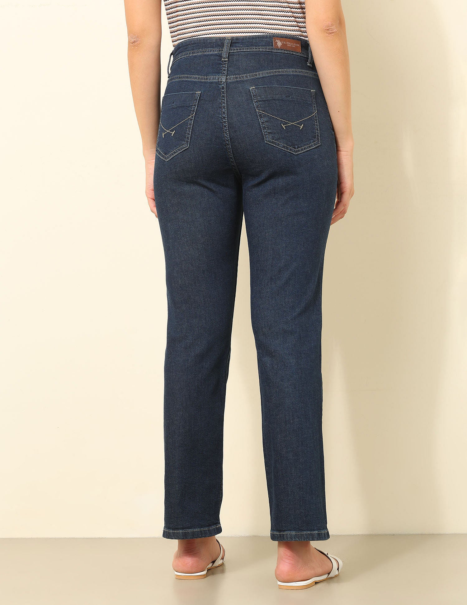 High Rise Straight Fit Jeans Dark Blue - U.S. POLO ASSN. | Large