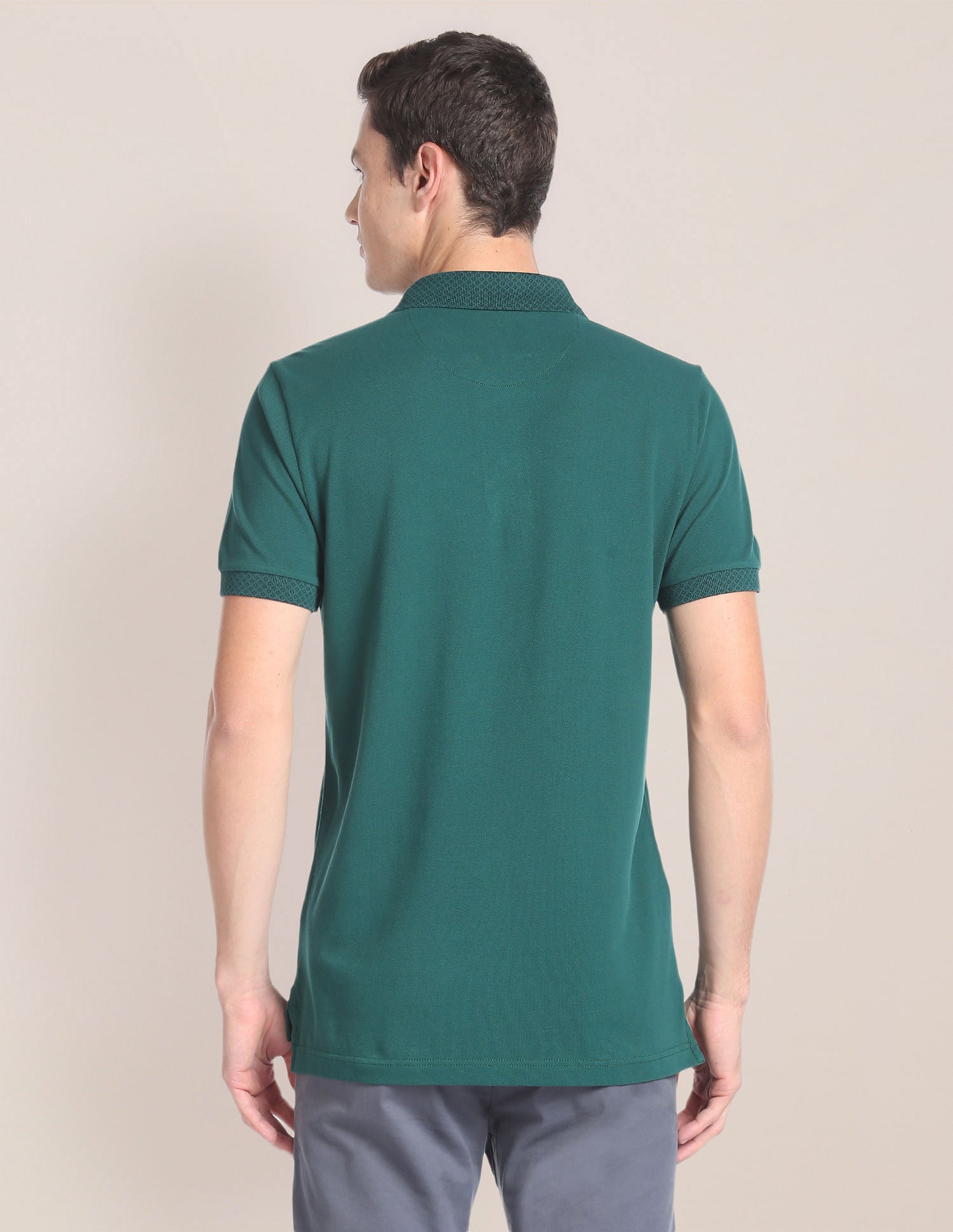 Solid Cotton Polo Shirt Green - U.S. Polo Assn. India | Large
