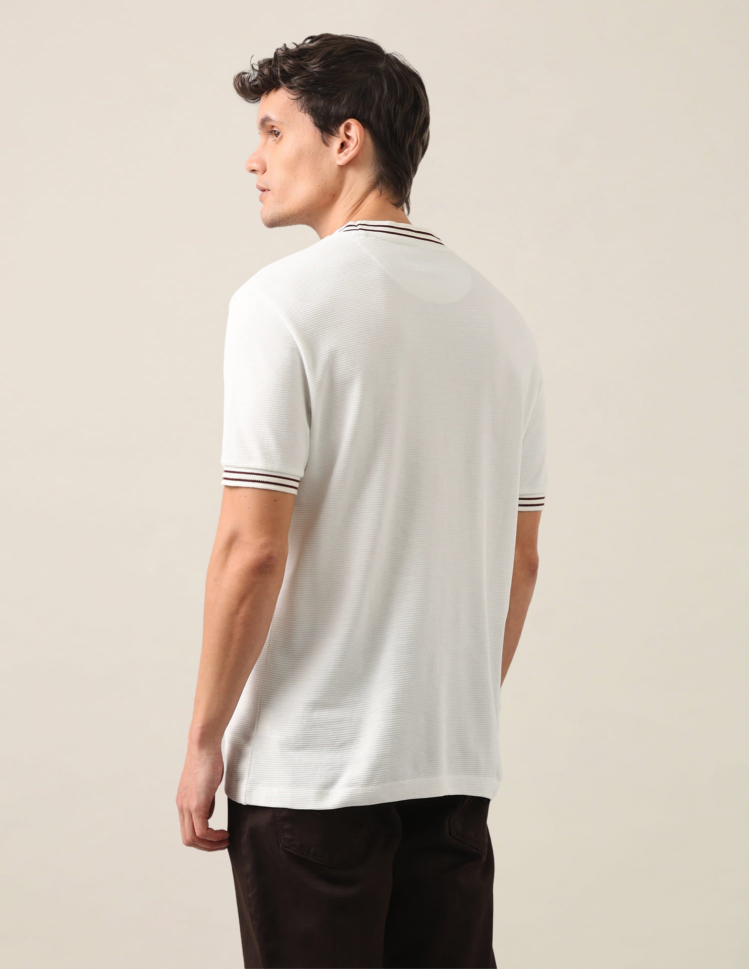Solid Slim Fit T-Shirt Ivory - U.S. Polo Assn. India | Large