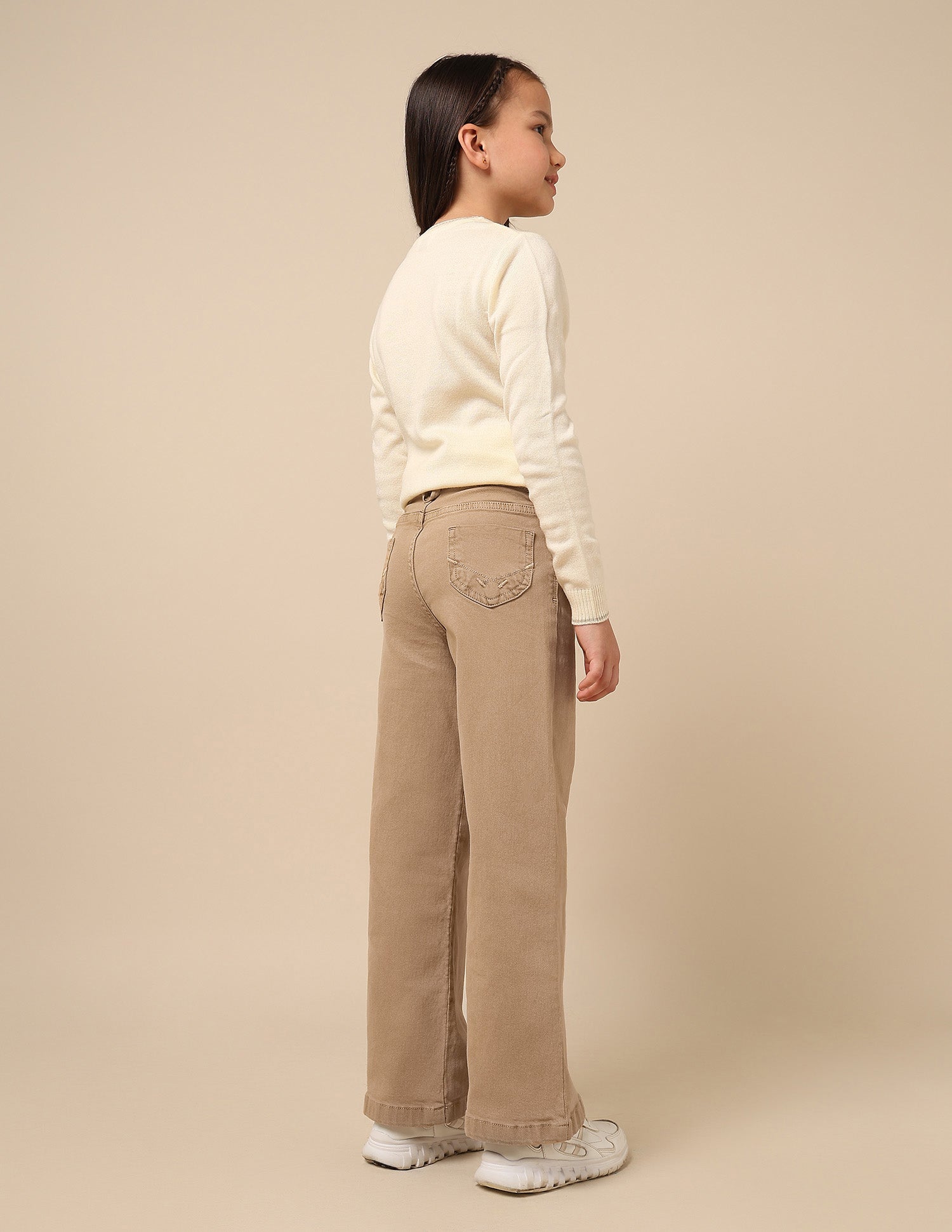 Girls Wide Leg Fit Mid Rise Jeans Latte - U.S. POLO ASSN. | Large