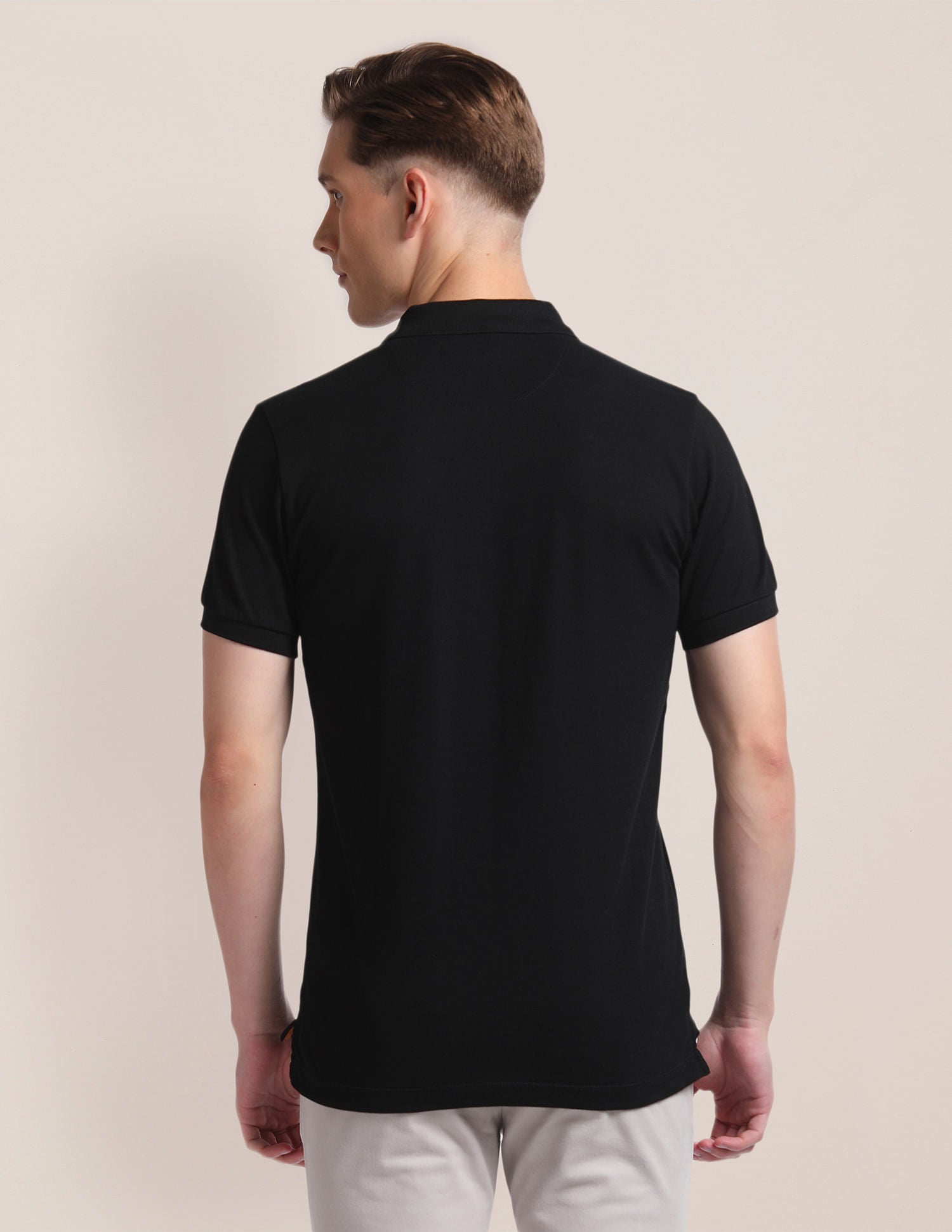 Cotton Slim Fit Polo Shirt Black - U.S. Polo Assn. India | Large