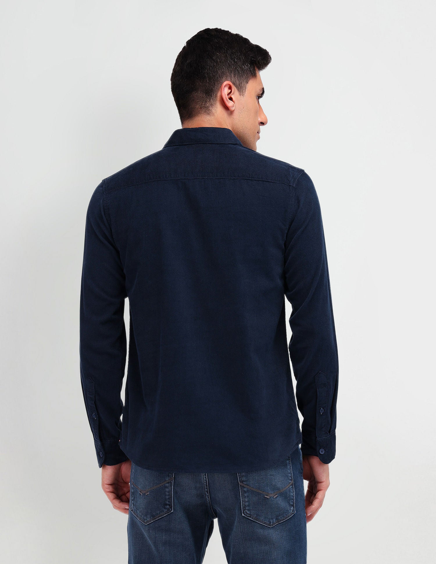 Slim Fit Dobby Shirt Navy - U.S. Polo Assn. India | Large