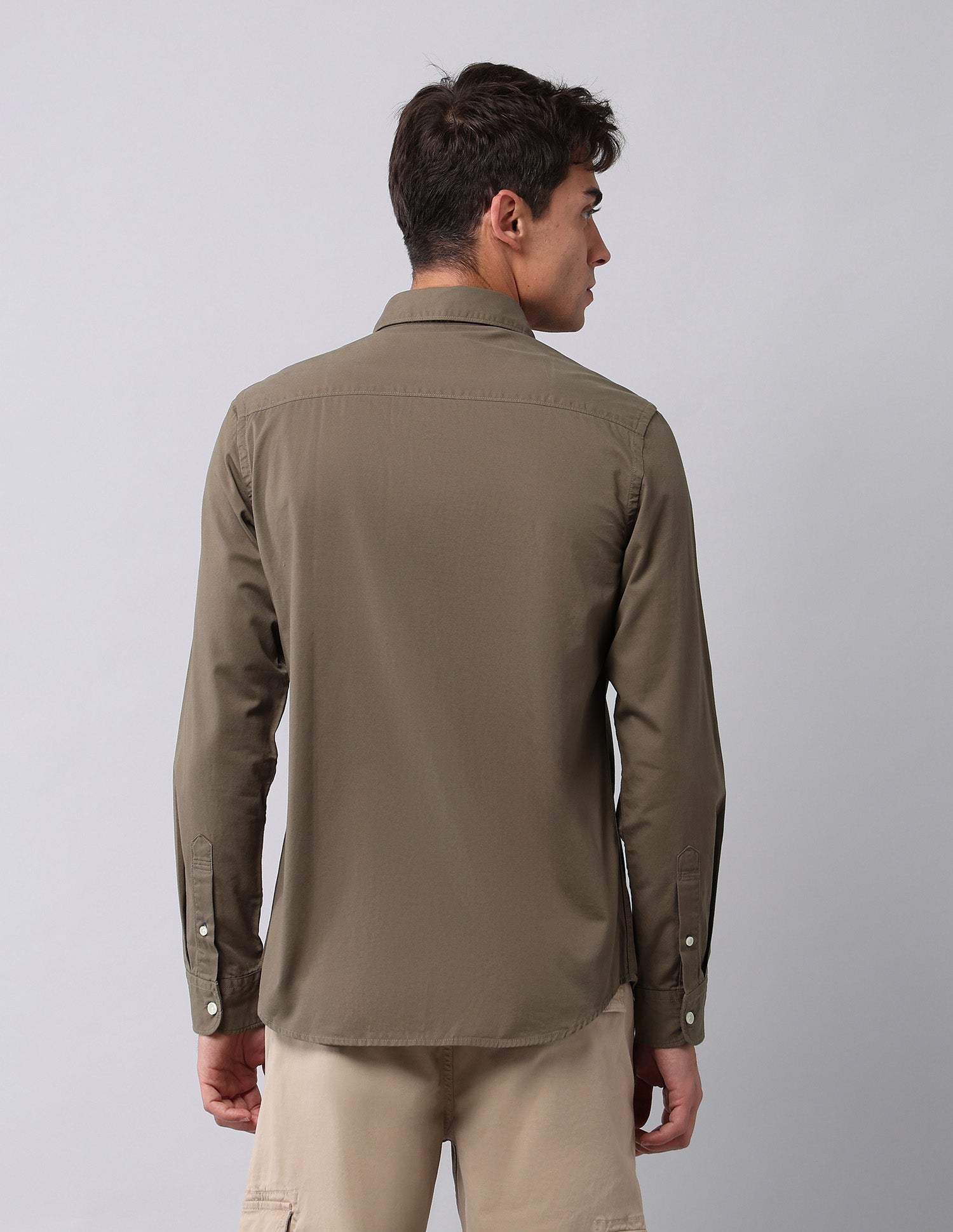 Pure Cotton Twill  Shirt Khaki - U.S. Polo Assn. India | Large