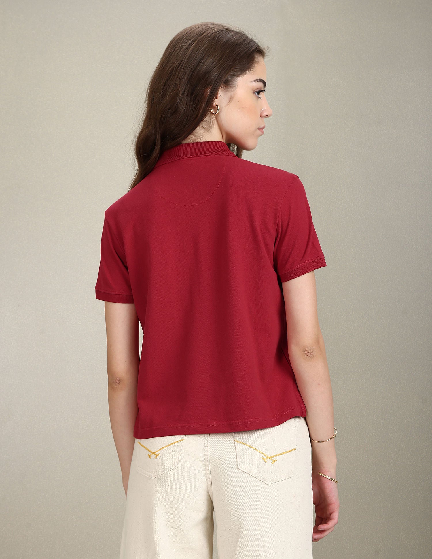 Boxy Crop Polo Shirt Red - U.S. POLO ASSN. | Large