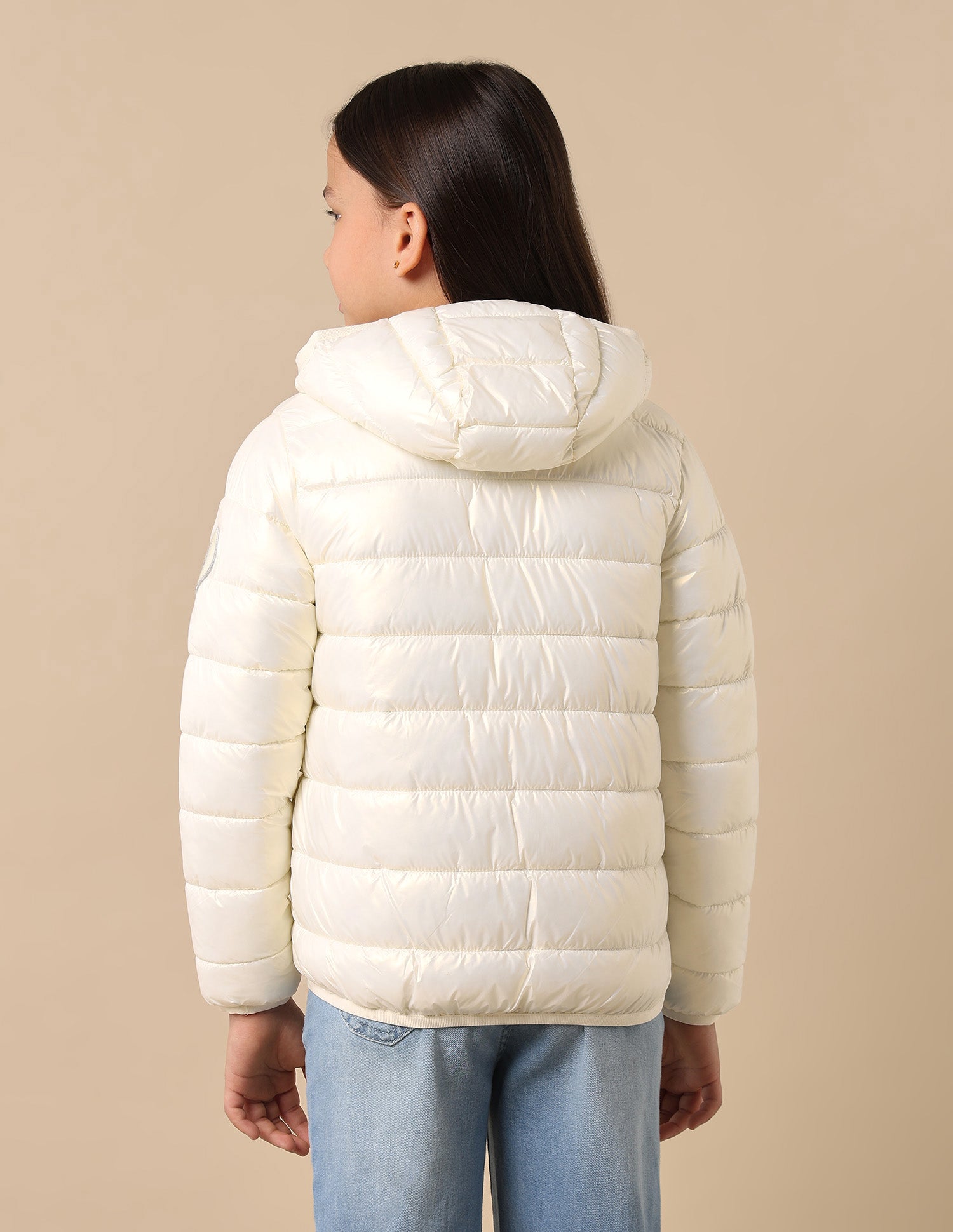 Girls Nylon Puffer Jacket Ecru - U.S. POLO ASSN. | Large