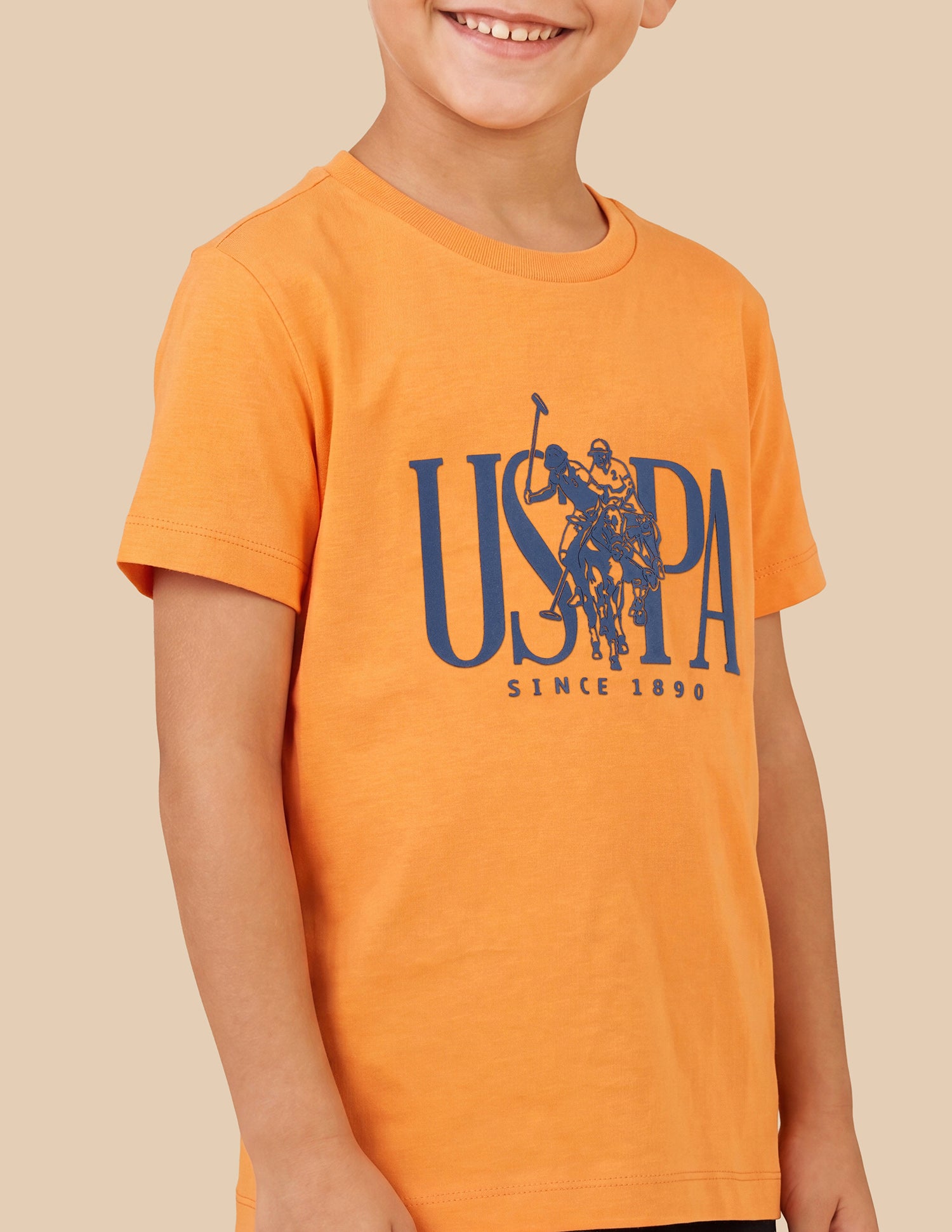 Brand Printed Regular Fit T-Shirt Light Orange - U.S. Polo Assn. India | Large