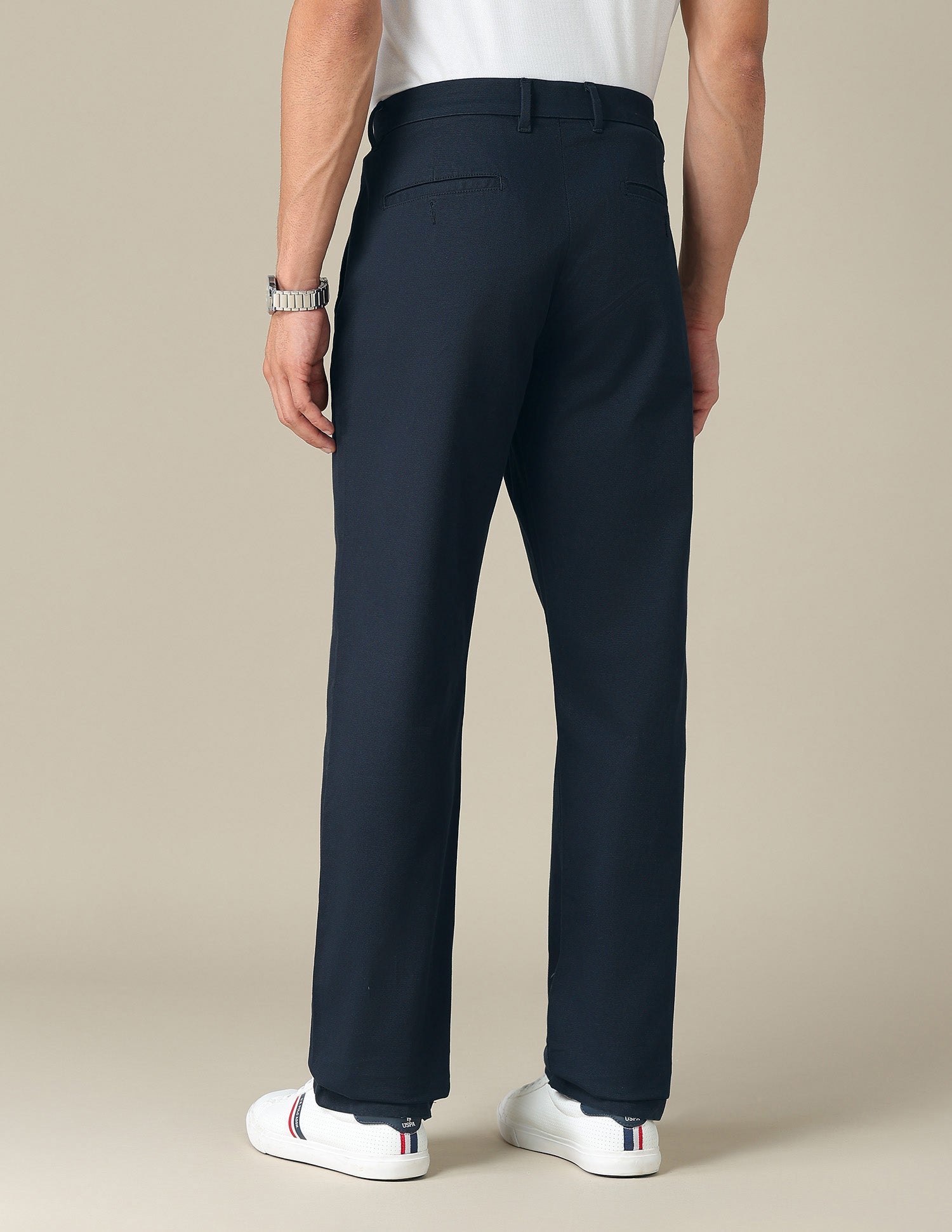 Riley Straight Fit Dobby Trousers Navy - U.S. POLO ASSN. | Large