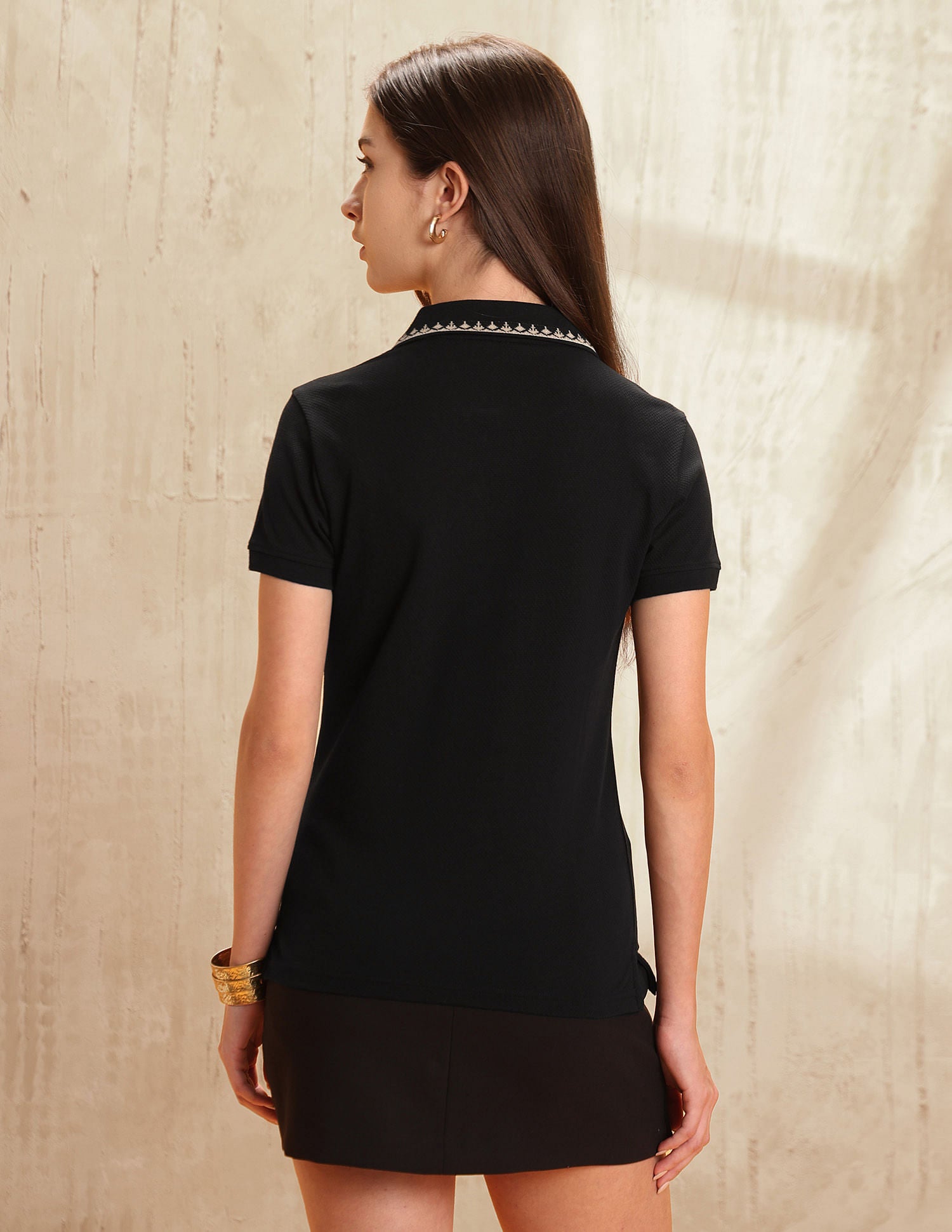 Regular Fit Jacquard Collar Polo Shirt Black - U.S. POLO ASSN. | Large