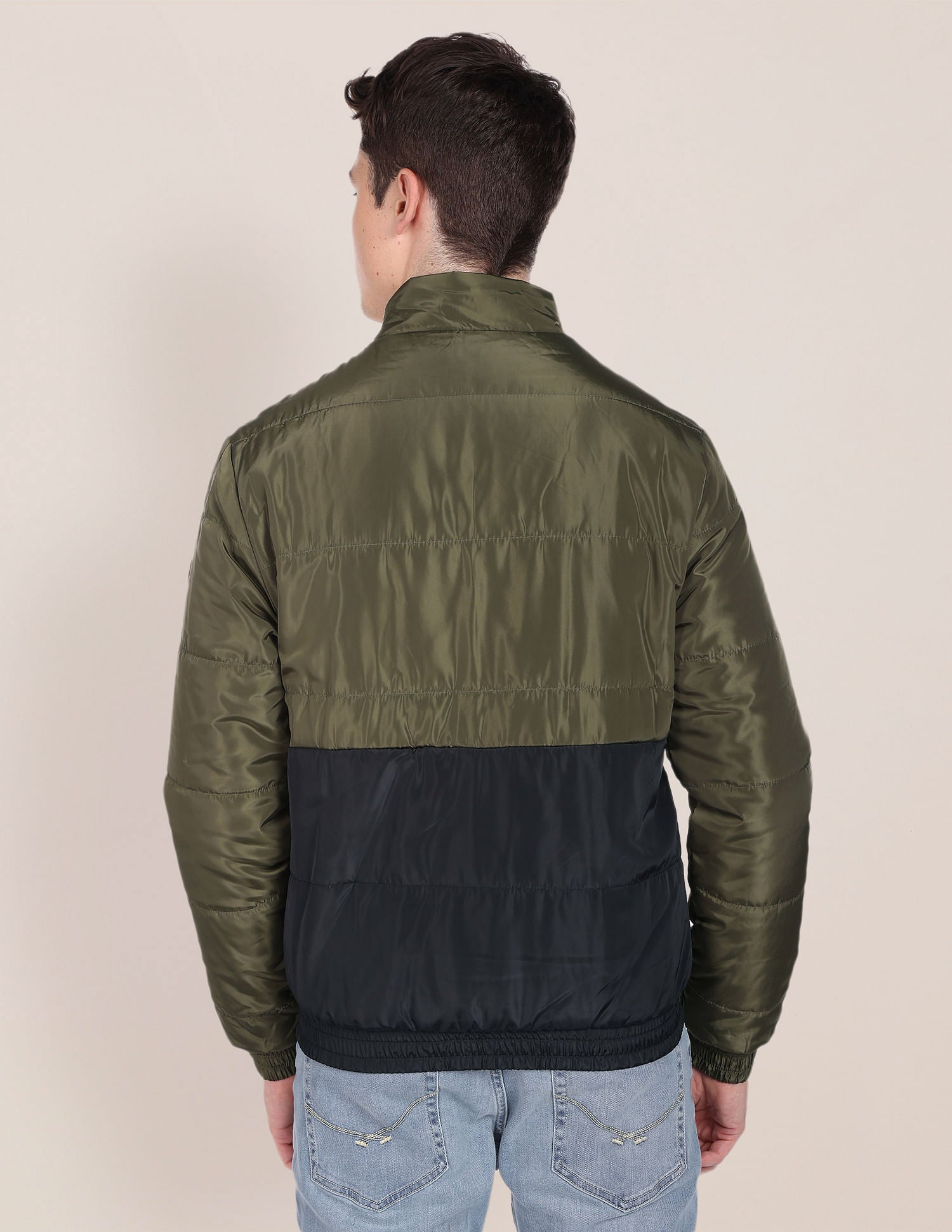 Colour Block Zip Up Jacket Olive and Navy - U.S. Polo Assn. India | Large