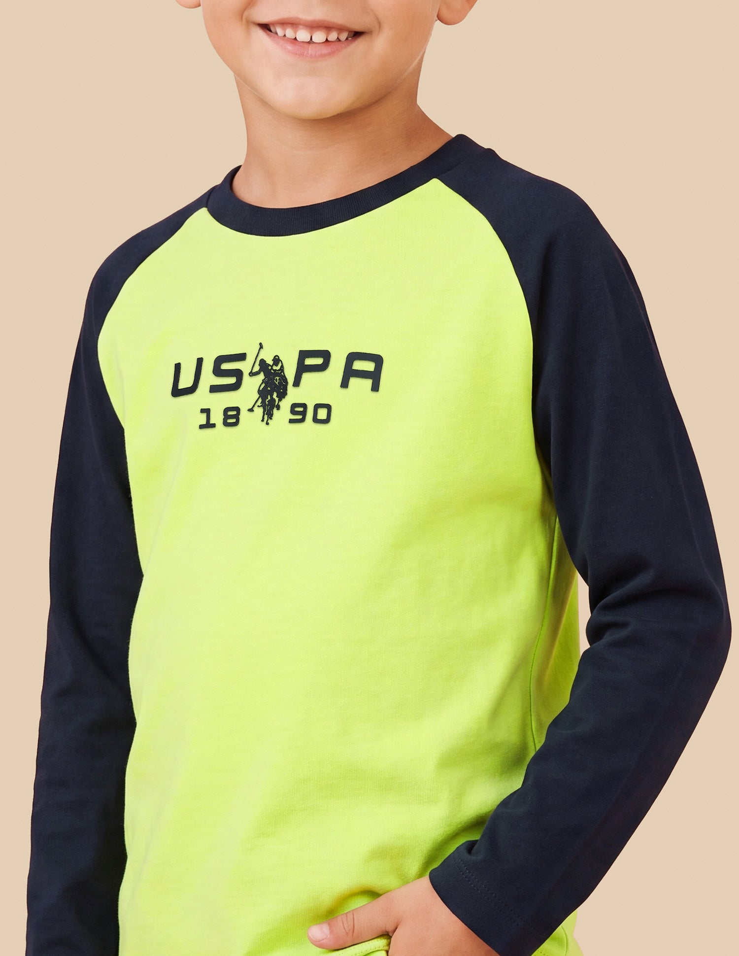 Colour Blocked Regular Fit T-Shirt Green - U.S. Polo Assn. India | Large