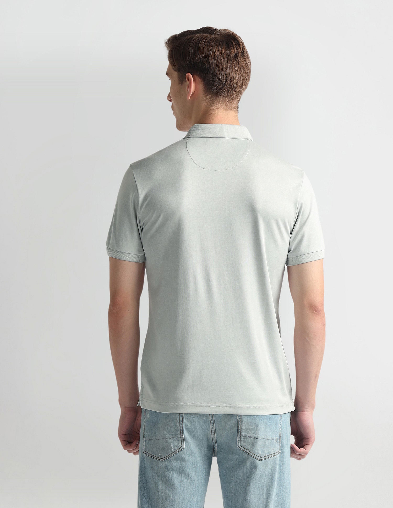 Ribbed Collar Solid Polo Shirt Grey - U.S. Polo Assn. India | Large
