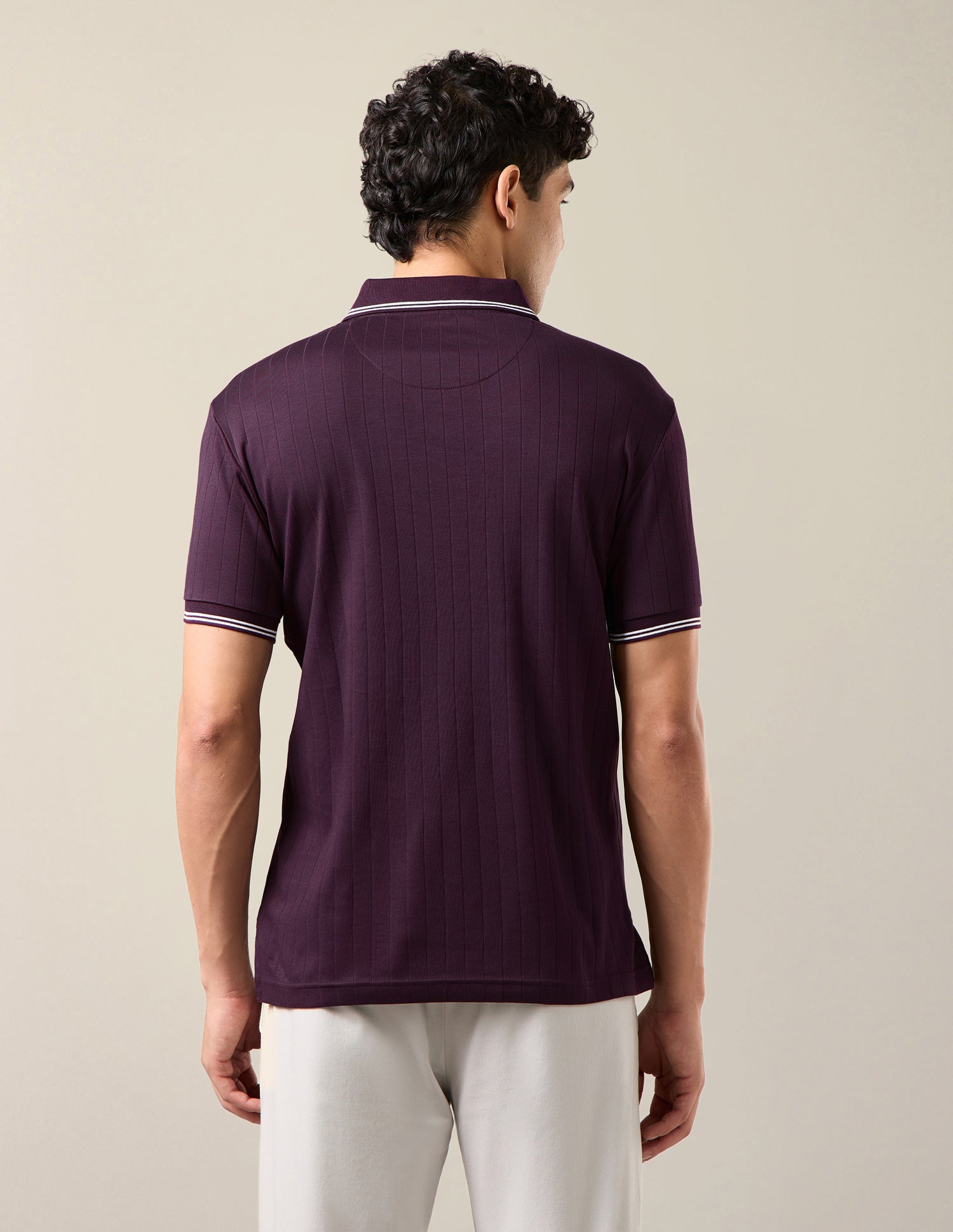 Patterned Knit Slim Fit Polo Shirt Purple - U.S. Polo Assn. India | Large