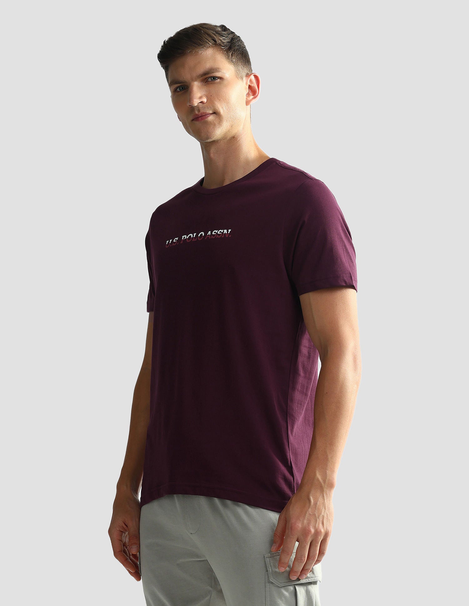 Brand Print Cotton OEE02 Lounge T-Shirt - Pack Of 2 Navy and Fig - U.S. POLO ASSN. | Large