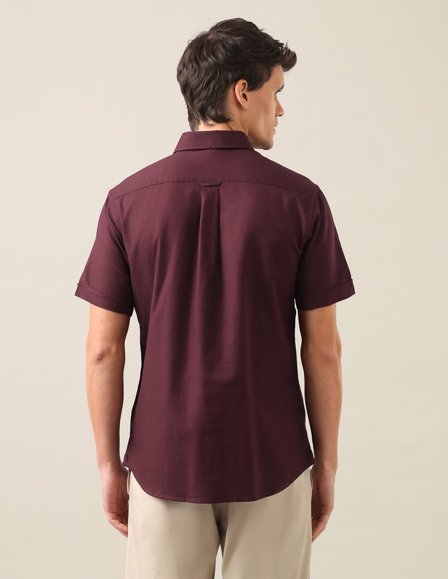 Solid Dobby Shirt Maroon - U.S. Polo Assn. India | Large