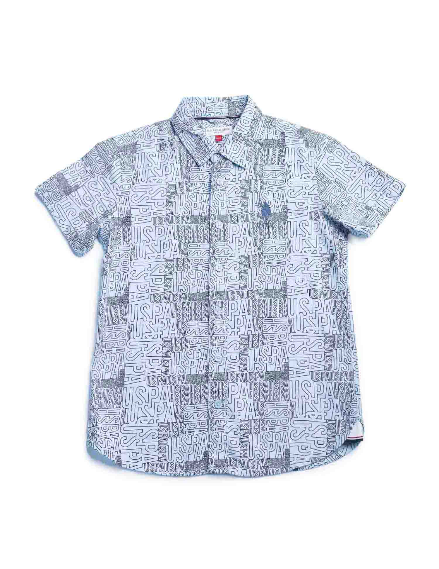 Boys Brand Printed Regular Fit Shirt Light Blue - U.S. POLO ASSN. | Large