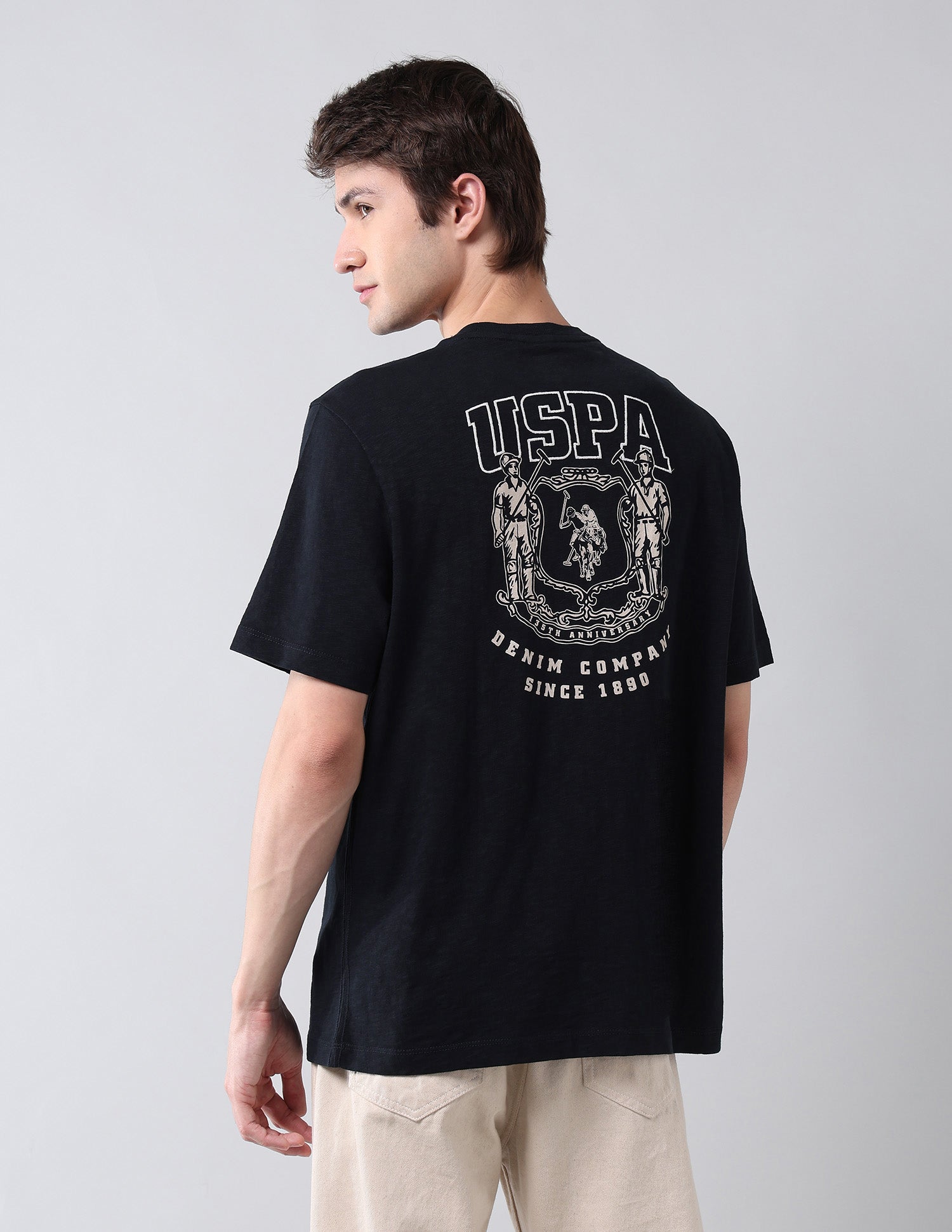 Brand Printed Pure Cotton Americana T-Shirt Navy - U.S. Polo Assn. India | Large