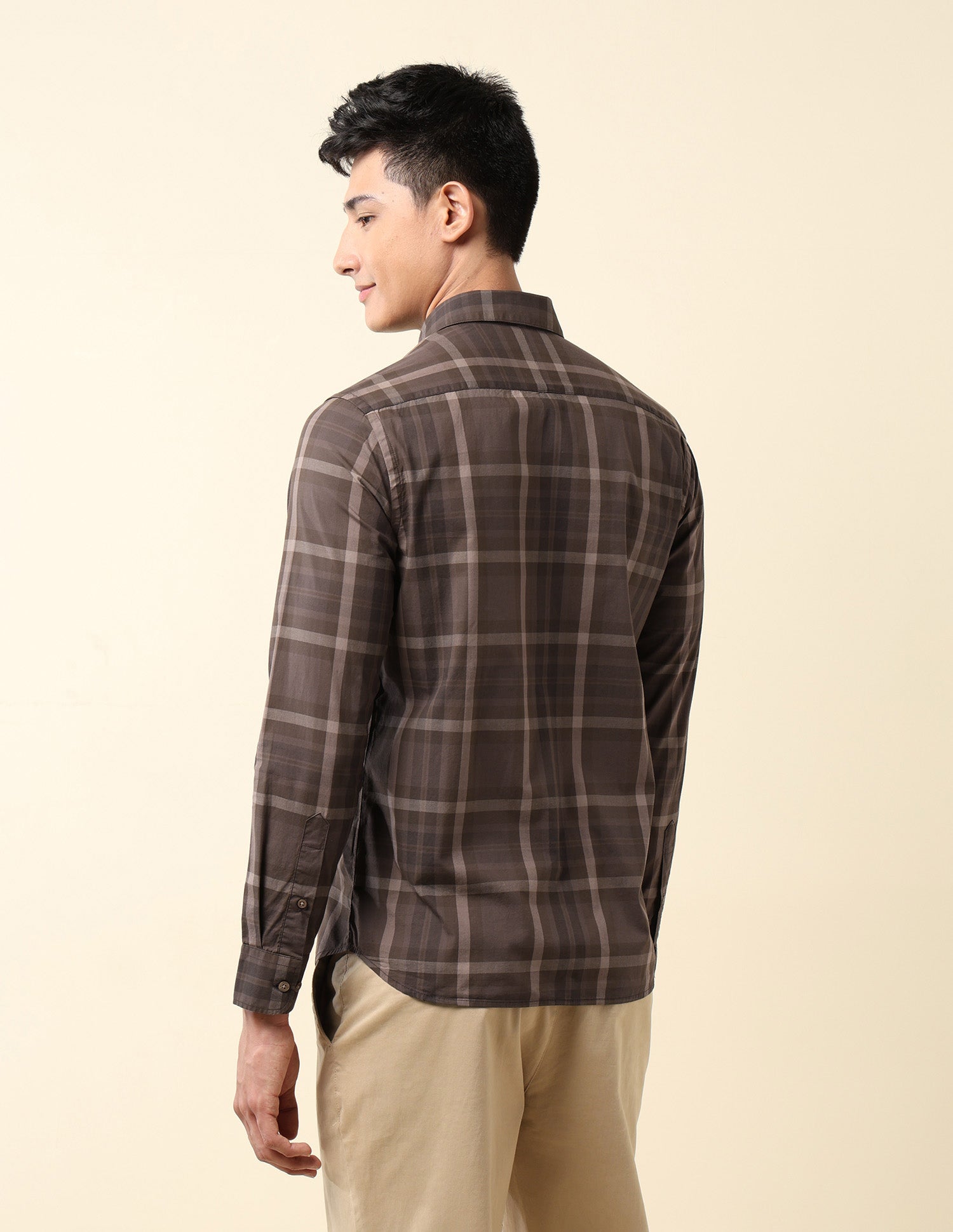 Plaid Checked Tailored Fit Shirt Light Brown - U.S. Polo Assn. India | Large