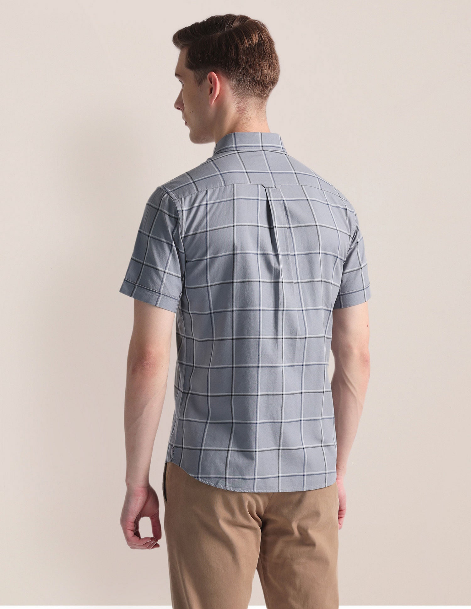 Windowpane Check Oxford Shirt Grey - U.S. Polo Assn. India | Large