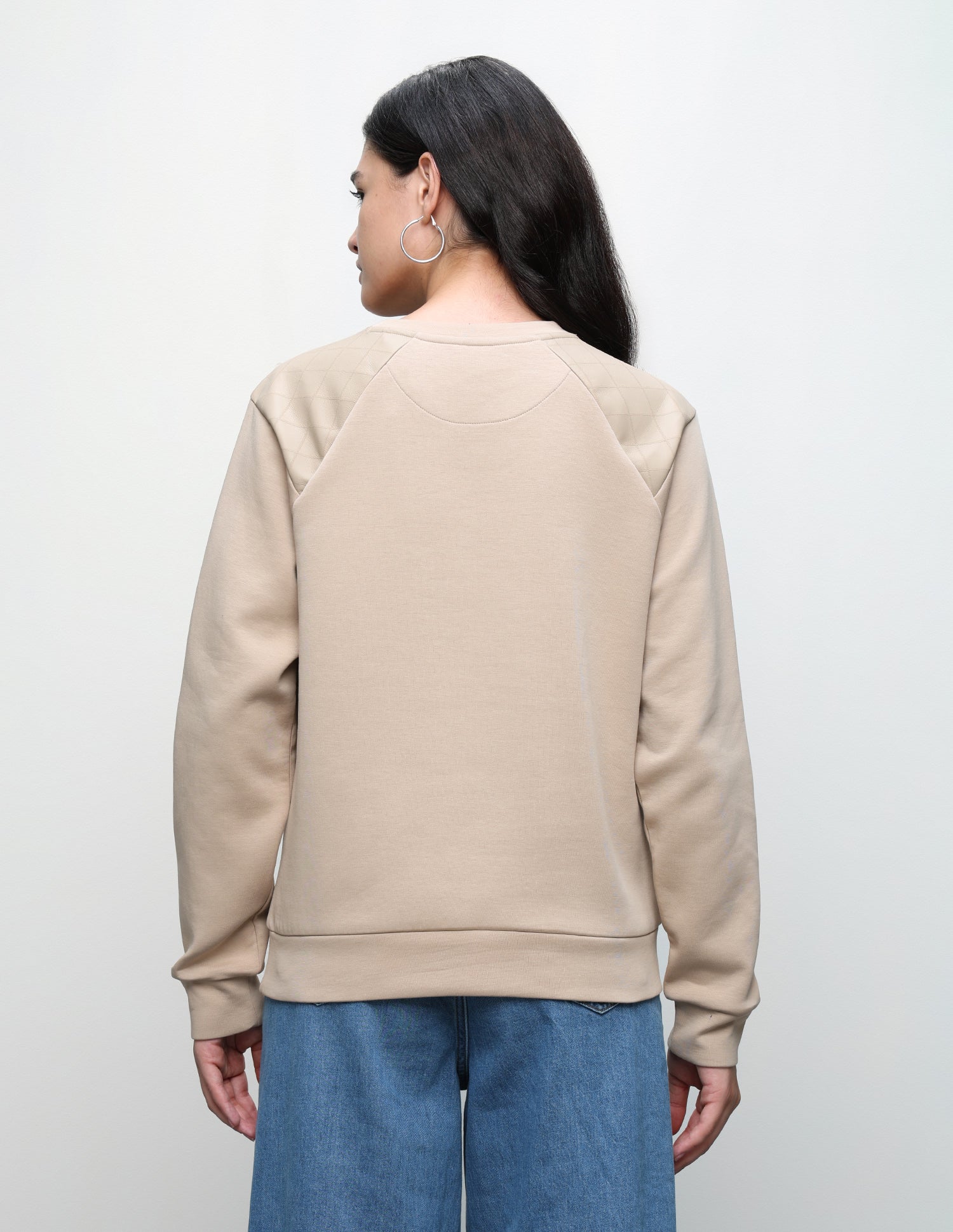 Brand Printed Oversized Fit Sweatshirt Beige - U.S. Polo Assn. India | Large