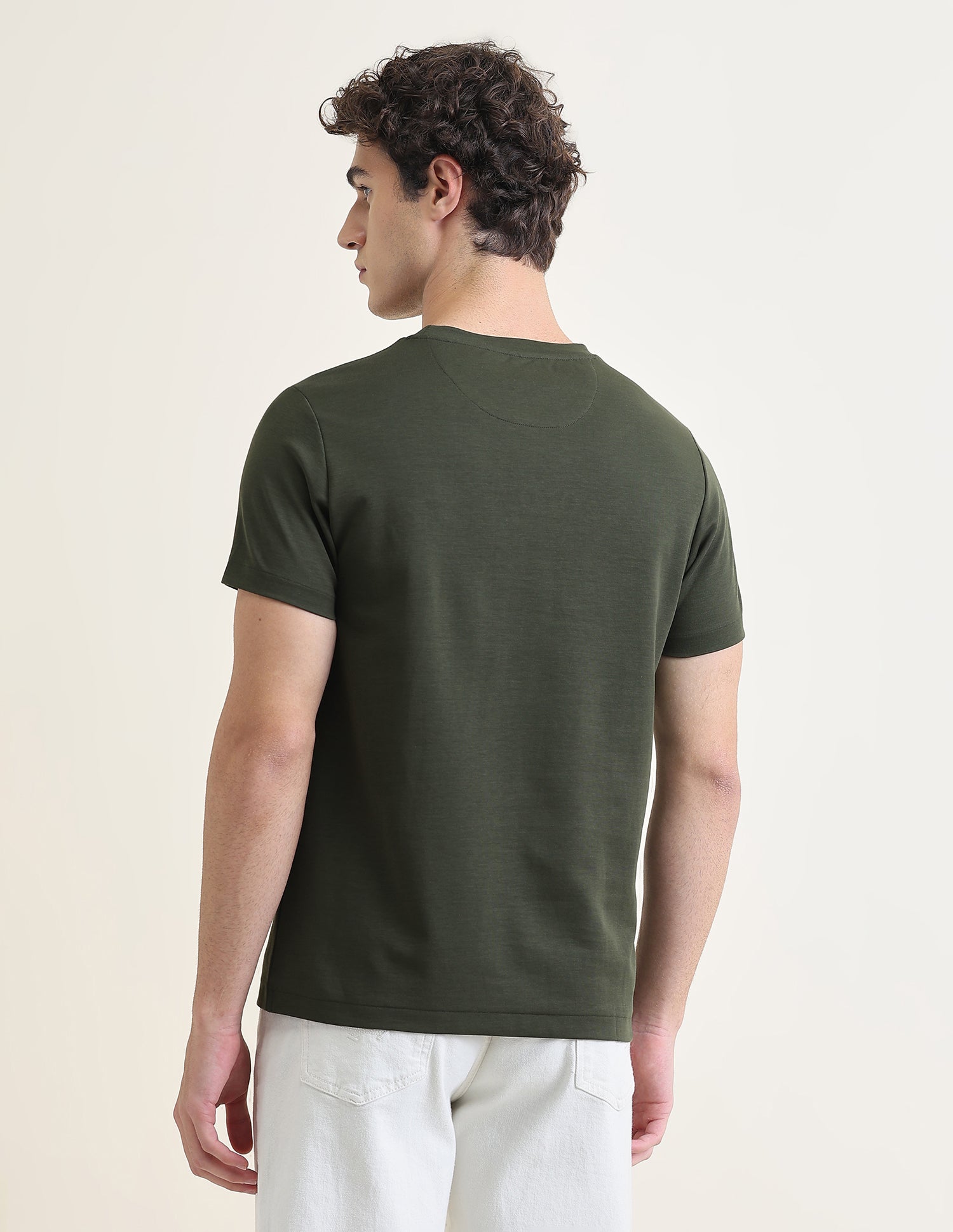 Solid Slim Fit T-Shirt Olive - U.S. Polo Assn. India | Large