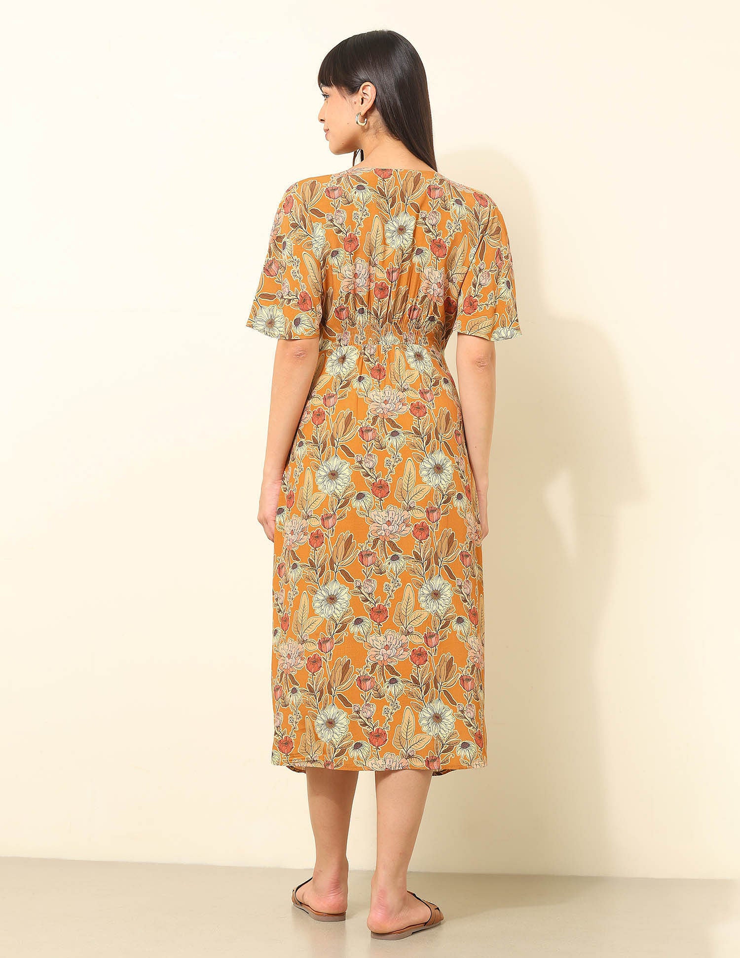 Floral Printed Fit & Flare Midi Dress Multi-colour - U.S. Polo Assn. India | Large