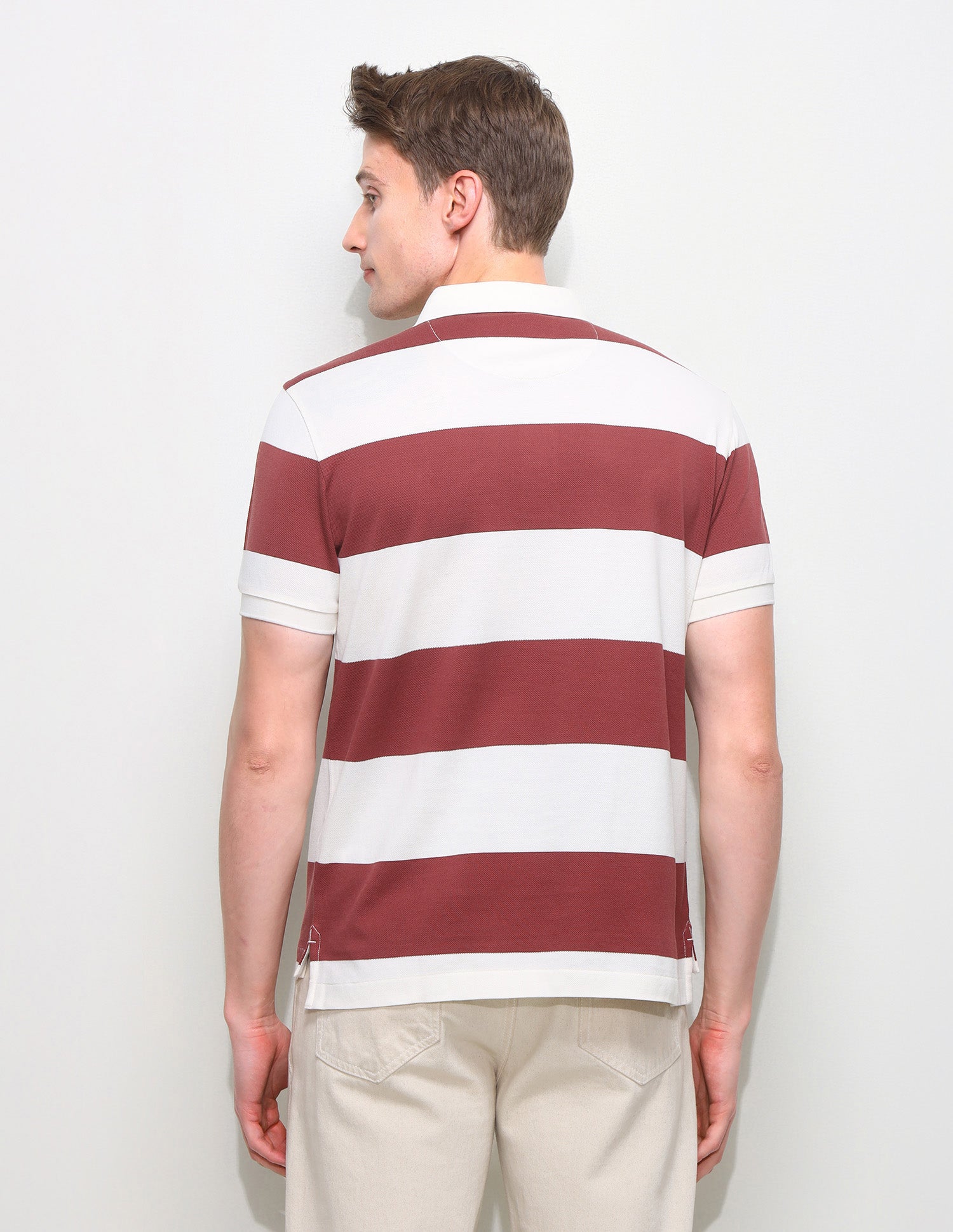 Horizontal Striped Slim Fit Polo Shirt Dark Pink - U.S. Polo Assn. India | Large