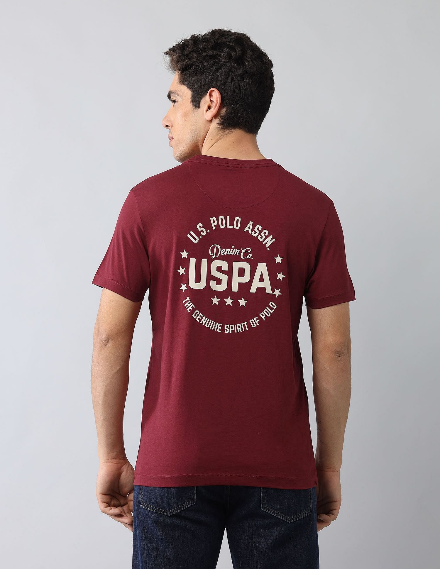 Muscle Fit Brand Printed T-Shirt Wine - U.S. Polo Assn. India | Large