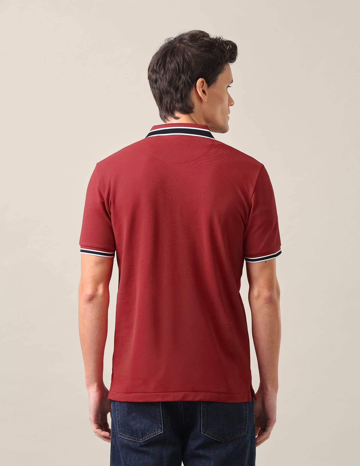 Solid Slim Fit Polo Shirt Red - U.S. Polo Assn. India | Large