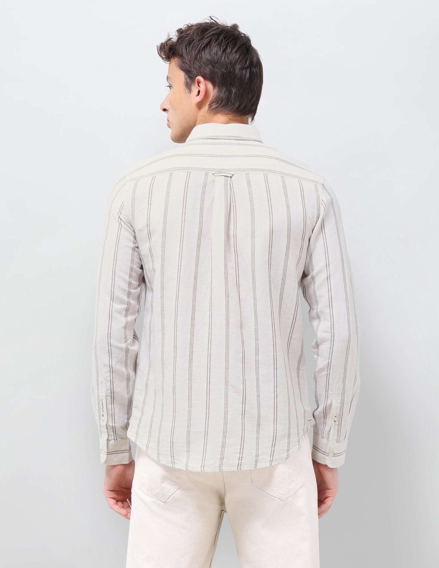 Vertical Striped Regular Fit Shirt Khaki - U.S. Polo Assn. India | Large