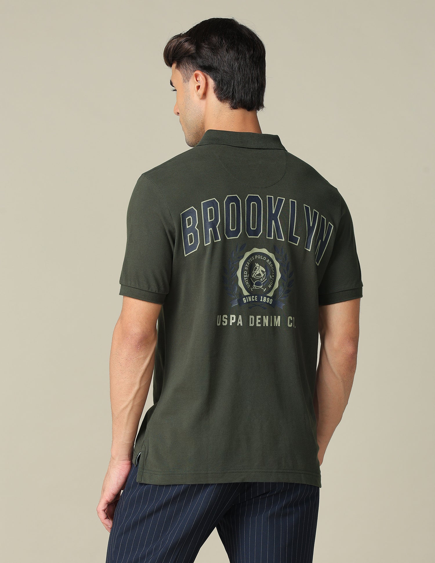 Muscle Fit Typographic Printed Polo Shirt Olive - U.S. POLO ASSN. | Large