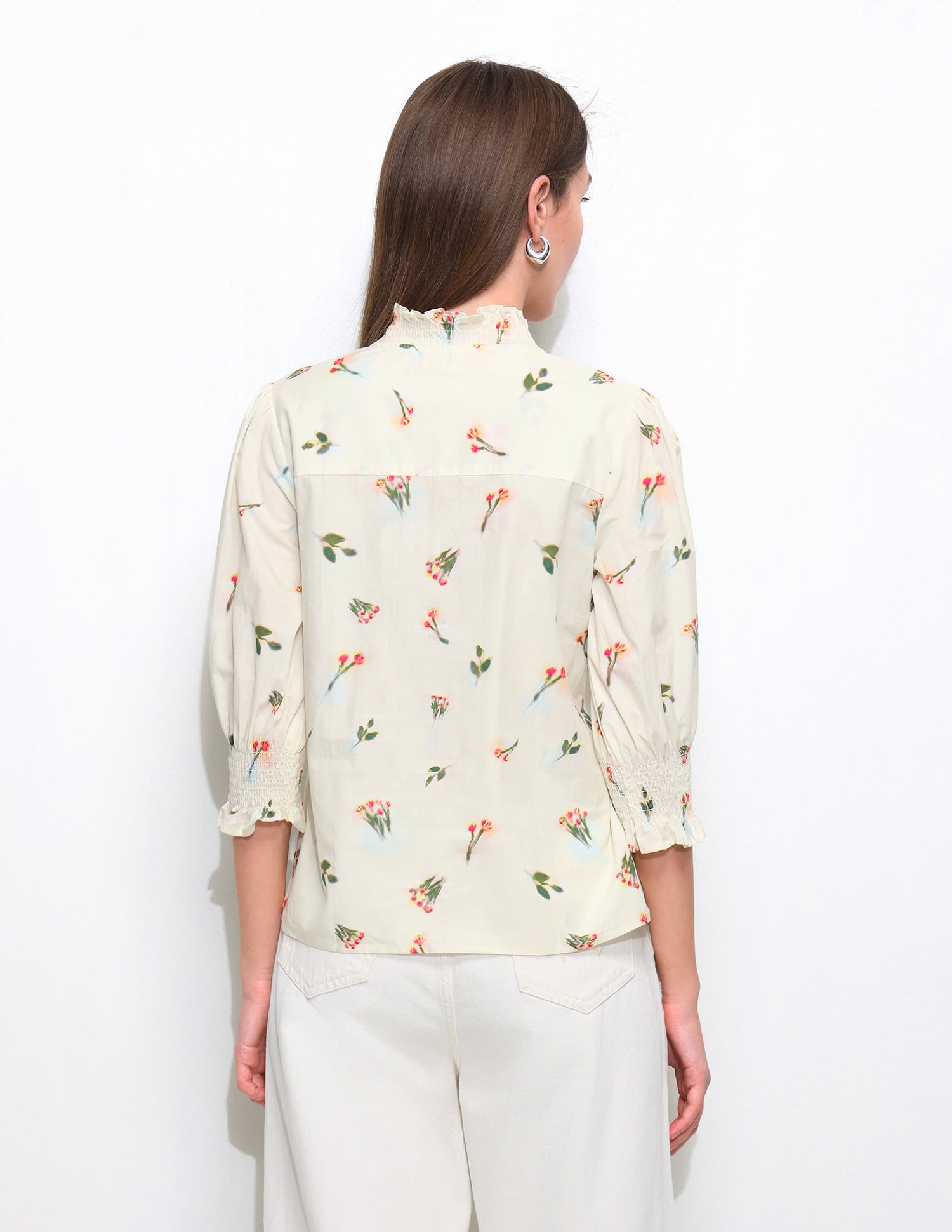 Smocking Floral Printed Top Off White - U.S. Polo Assn. India | Large