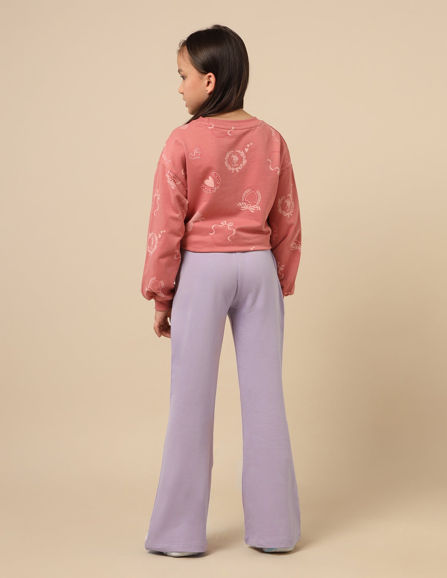 Girls Solid Bootcut Track Pants Lavender - U.S. POLO ASSN. | Large