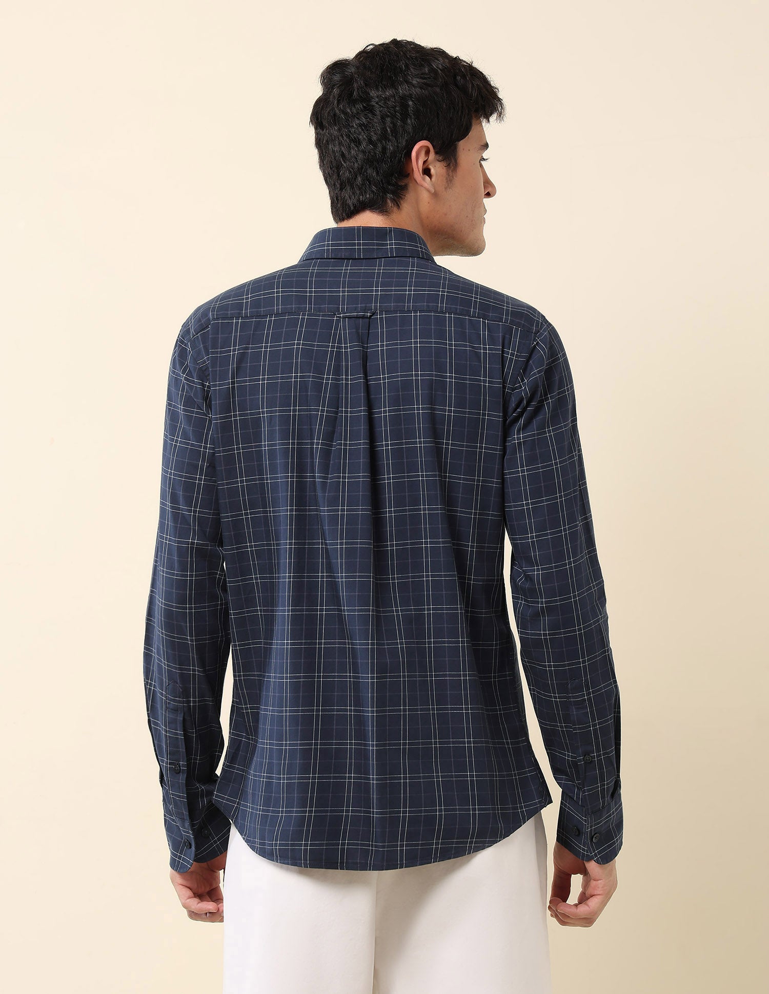 Grid Tattersall Checked Tailored Fit Shirt Navy - U.S. Polo Assn. India | Large