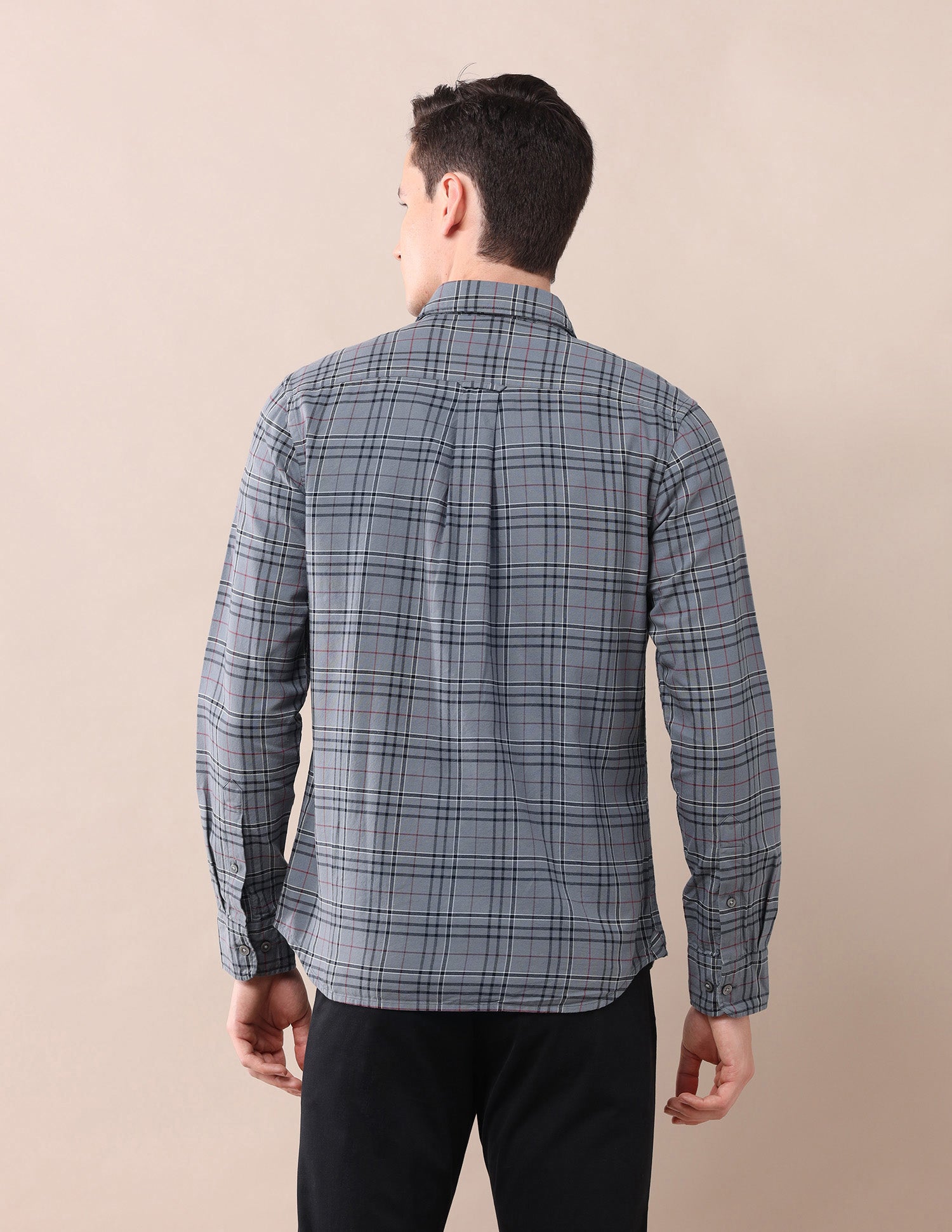 Grid Tattersall Checked Tailored Fit Oxford Shirt Grey - U.S. POLO ASSN. | Large